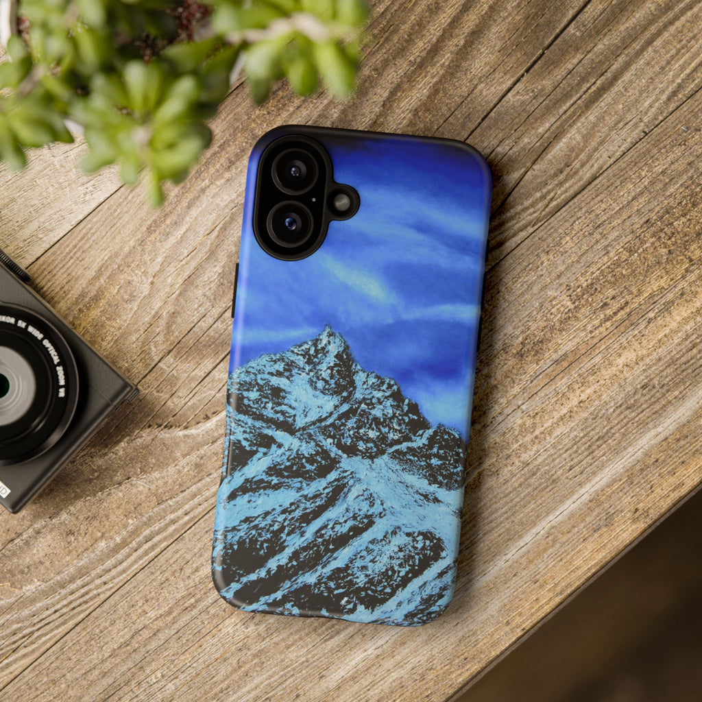 Mountain Peak Blue Tough Phone Case — Rugged Protective iPhone Cover