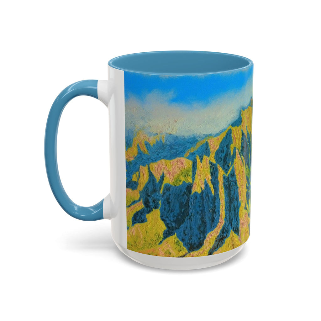 Scenic Cliffside Accent Coffee Mug — Blue Landscape Art