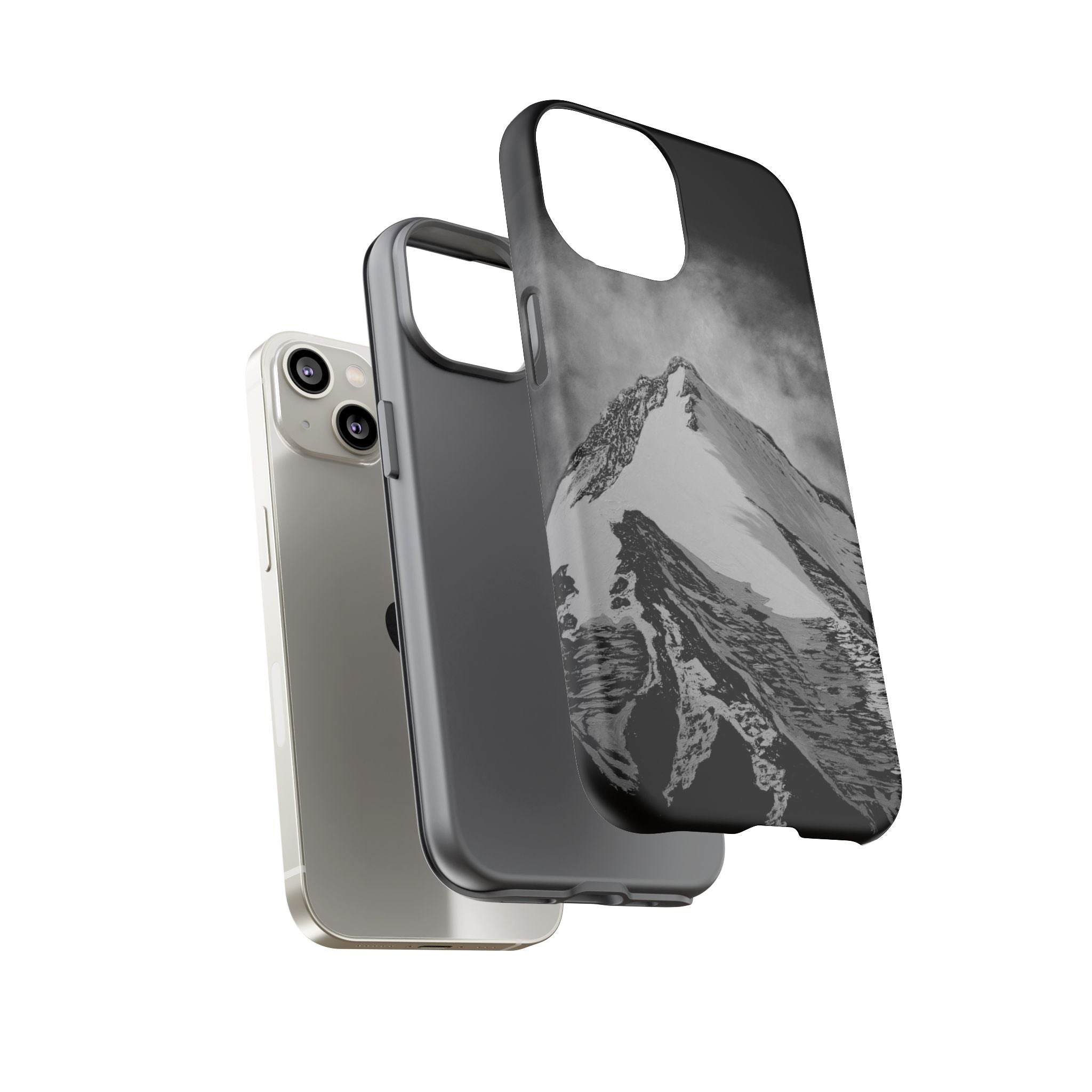 Mountain Peak Phone Case — Black & White Alpine Protective Case