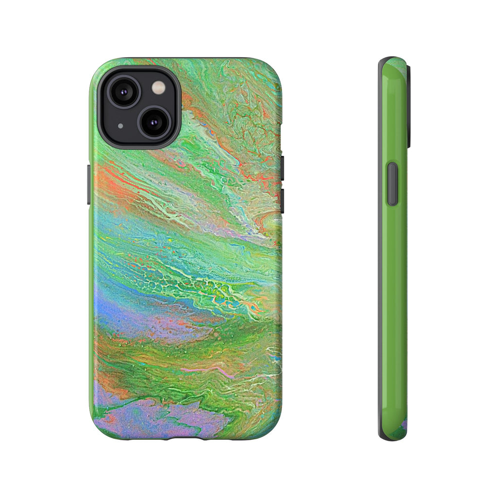 Marbled Green Abstract Phone Case — Protective Tough Case for iPhone