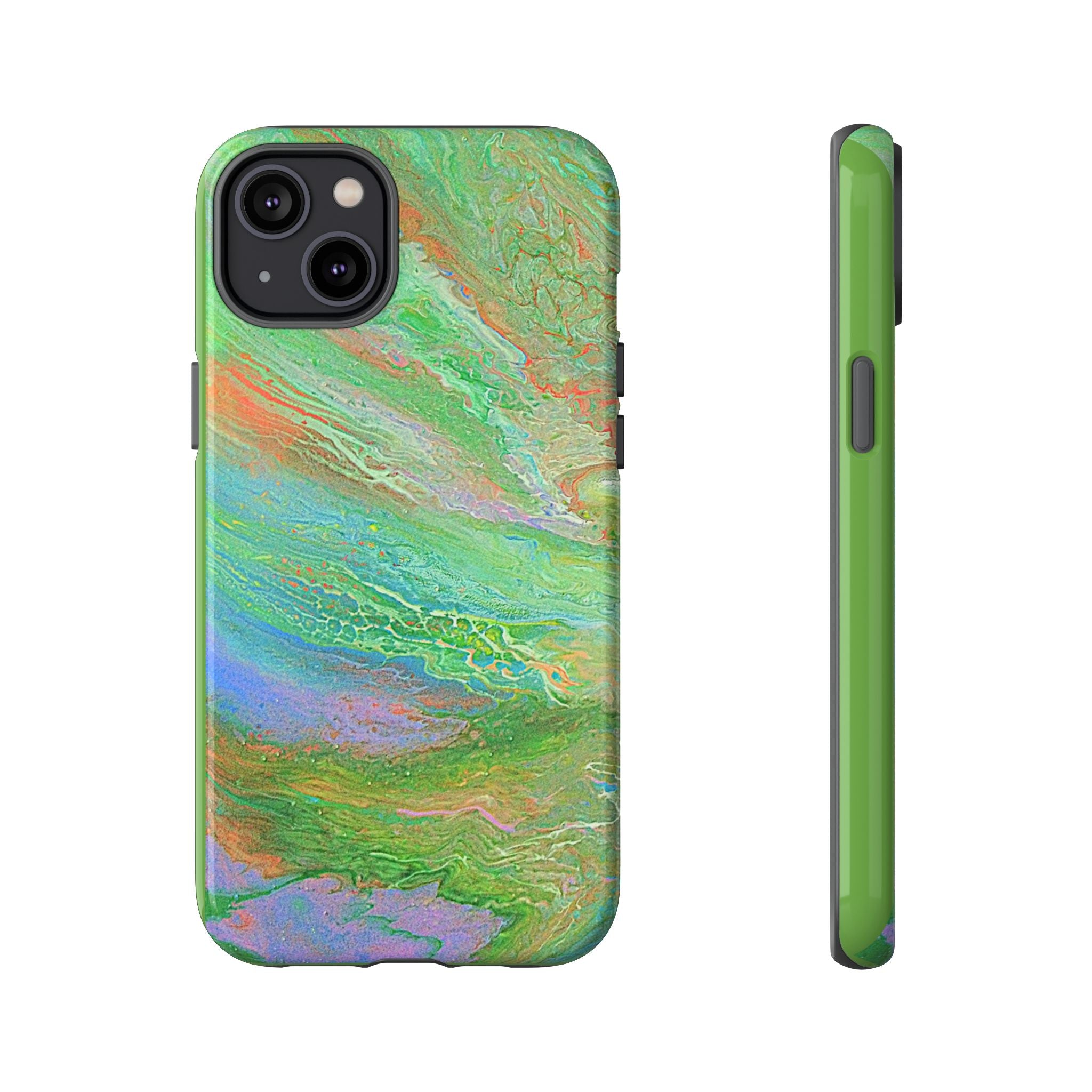 Marbled Green Abstract Phone Case — Protective Tough Case for iPhone