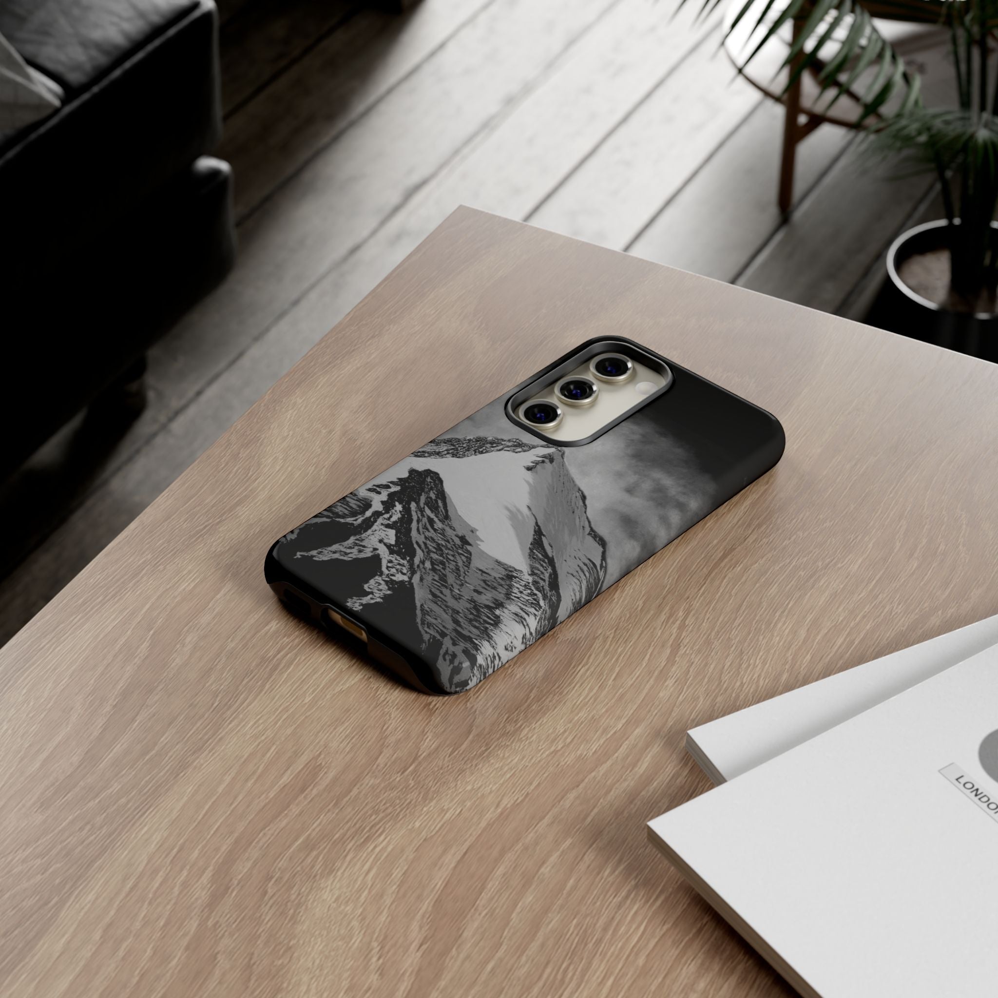 Mountain Peak Phone Case — Black & White Alpine Protective Case