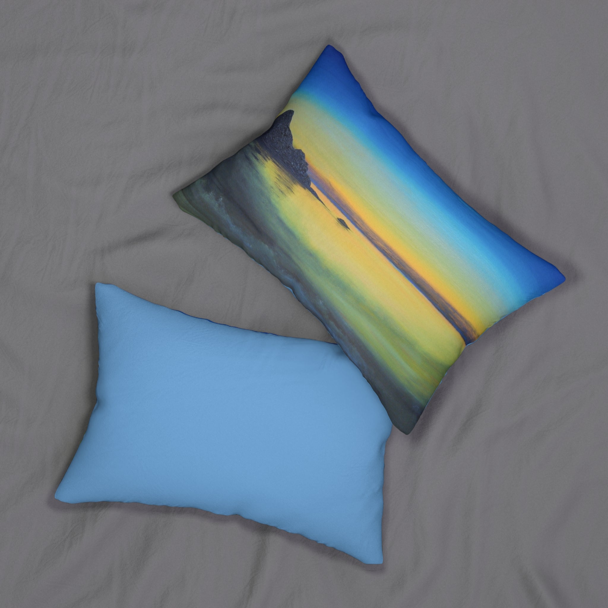 Sunset Seascape Lumbar Pillow — Coastal Ocean Beach Decorative Pillow