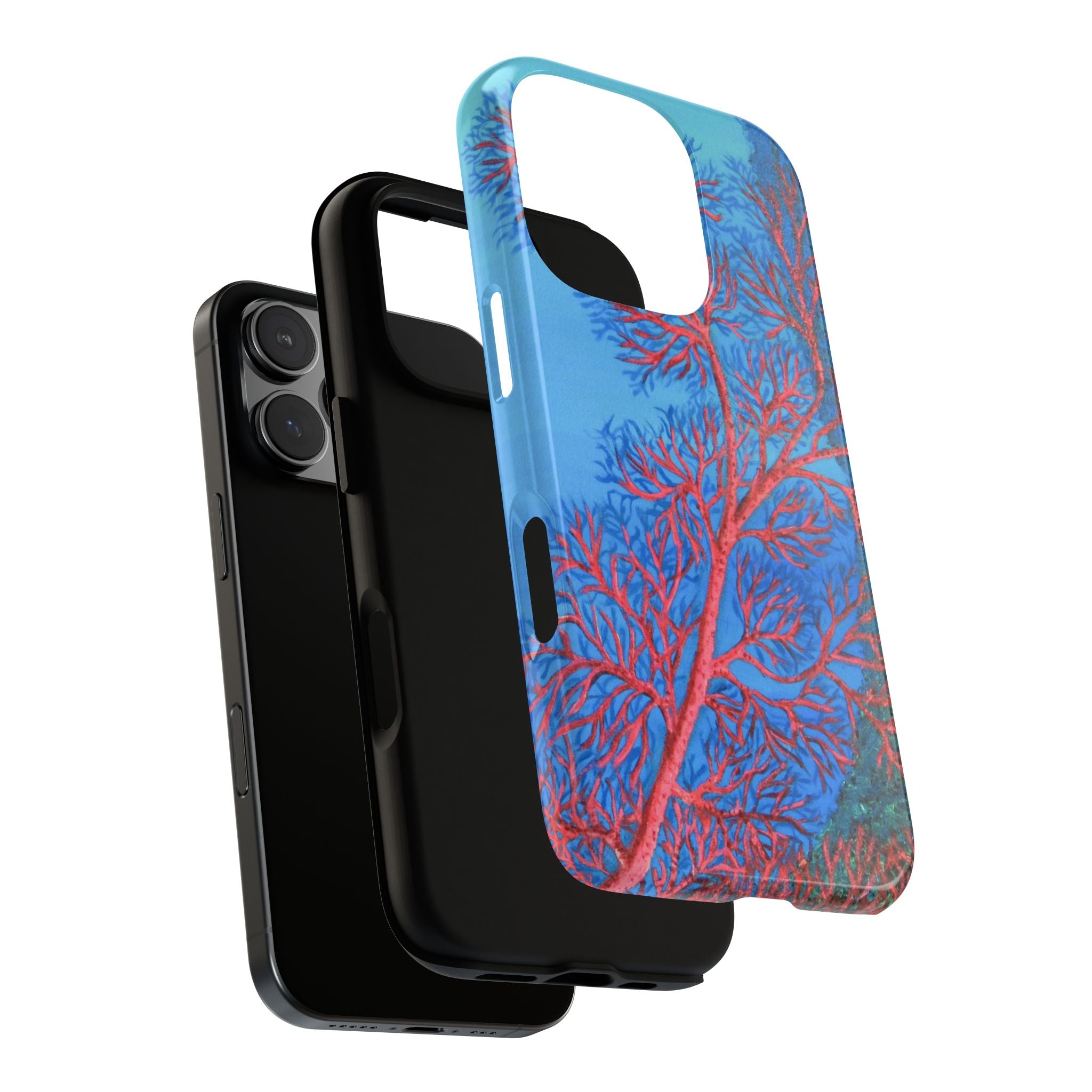 Coral Reef Phone Case — Vibrant Red Sea Fan on Ocean Blue Tough Case