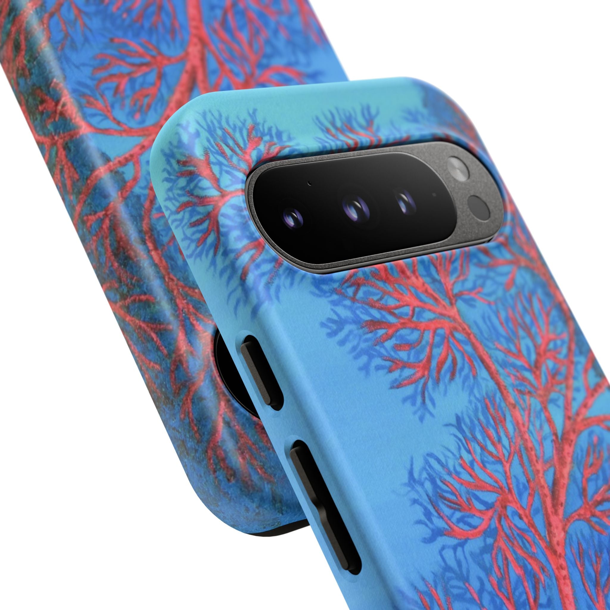 Coral Reef Phone Case — Vibrant Red Sea Fan on Ocean Blue Tough Case