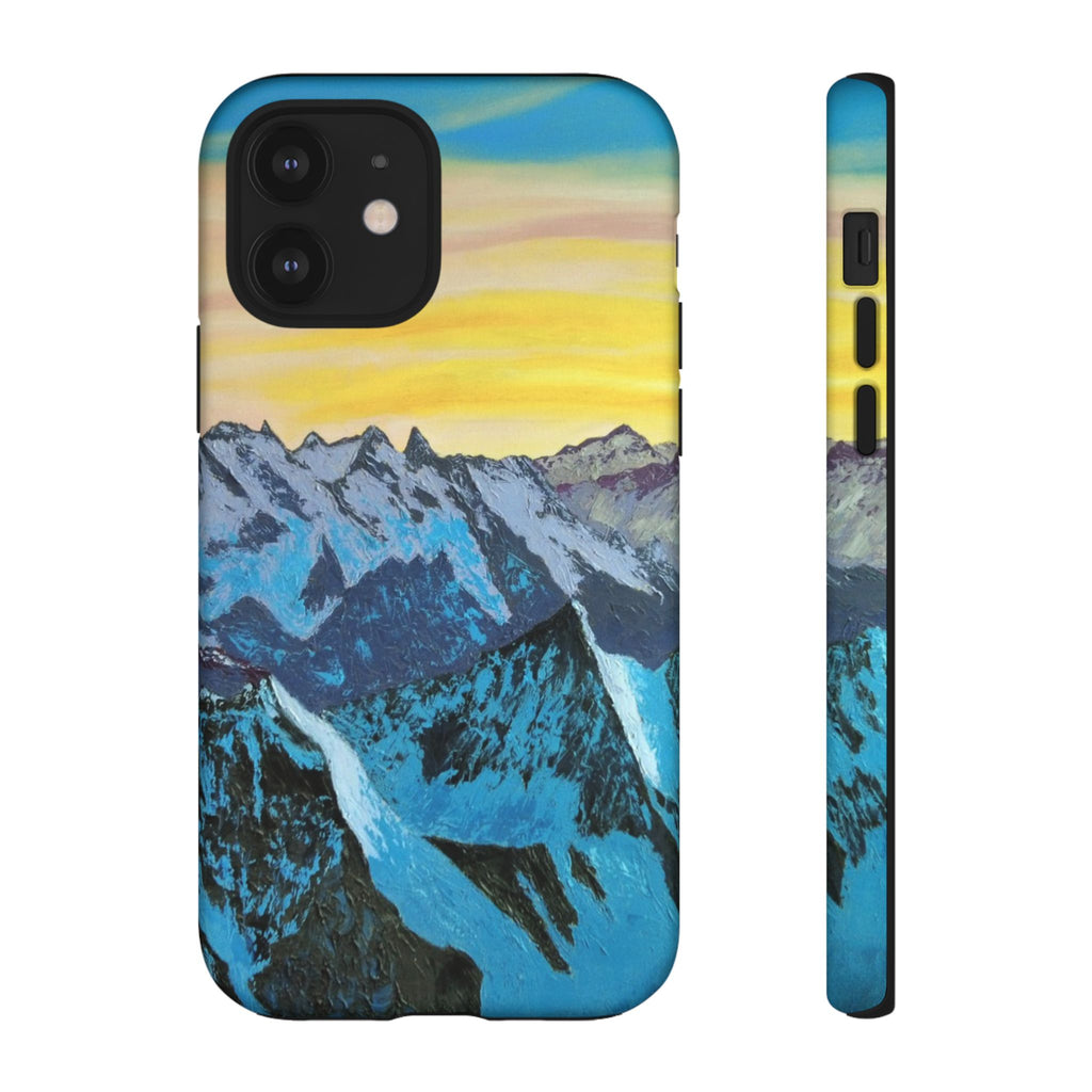 Mountain Sunset Phone Case — Protective Tough Case with Scenic Blue Peaks Design