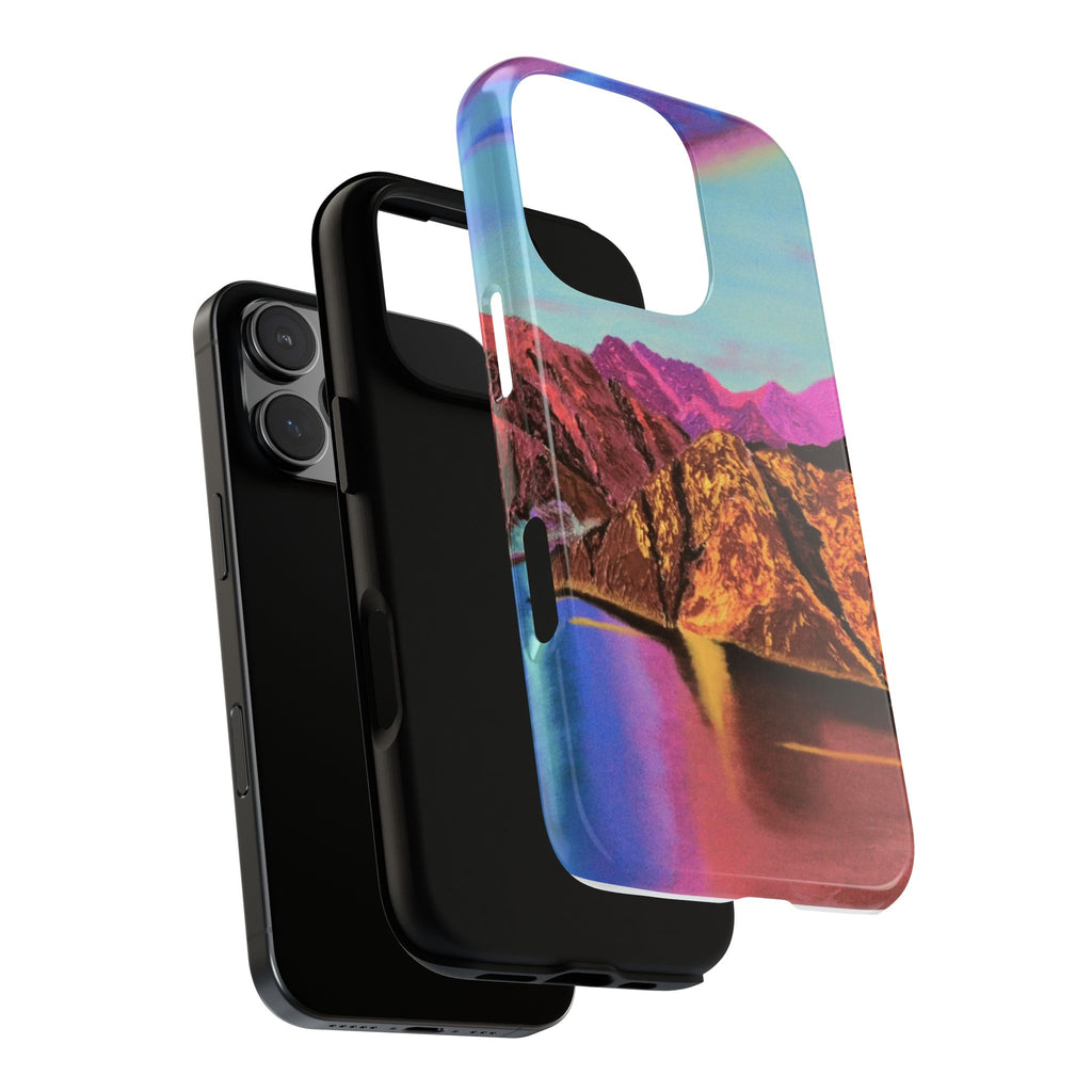 Protective Phone Case — Vibrant Retro Mountain Landscape
