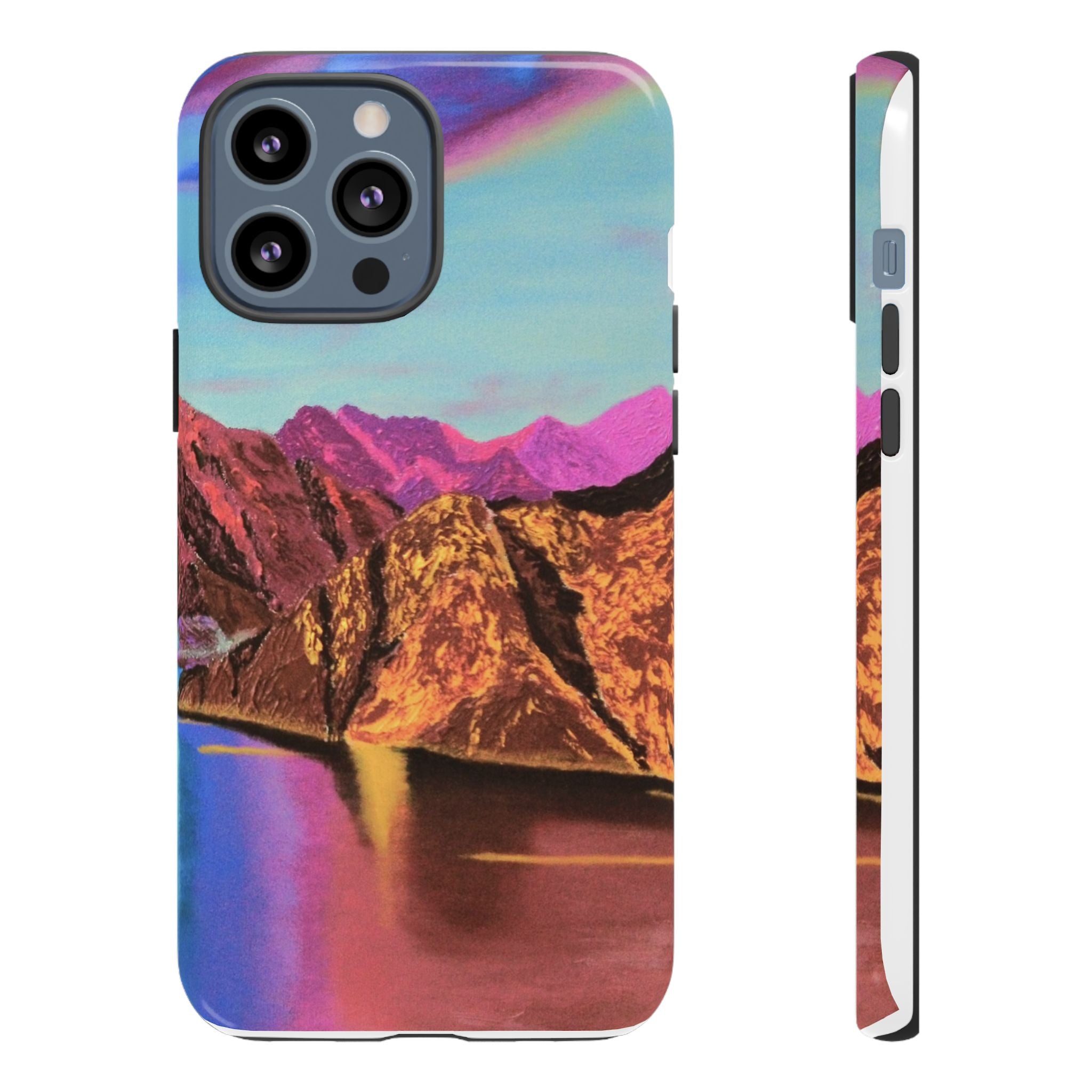 Protective Phone Case — Vibrant Retro Mountain Landscape