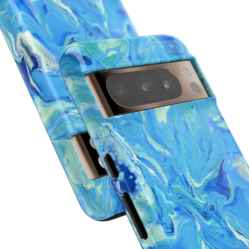 Blue Marble Tough Phone Case — Ocean Swirl Protective iPhone Cover