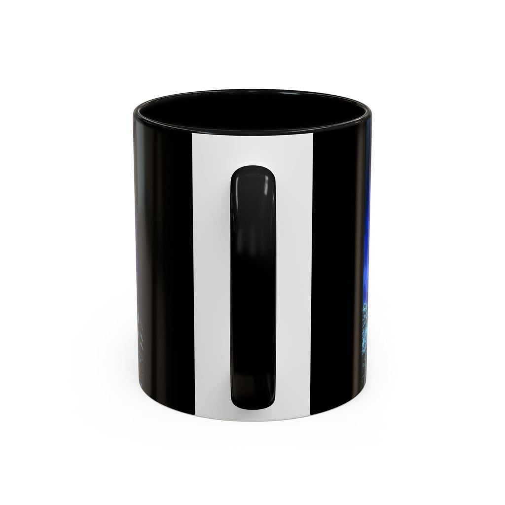 Mountain Night Accent Coffee Mug — Blue Aurora Landscape 11/15oz