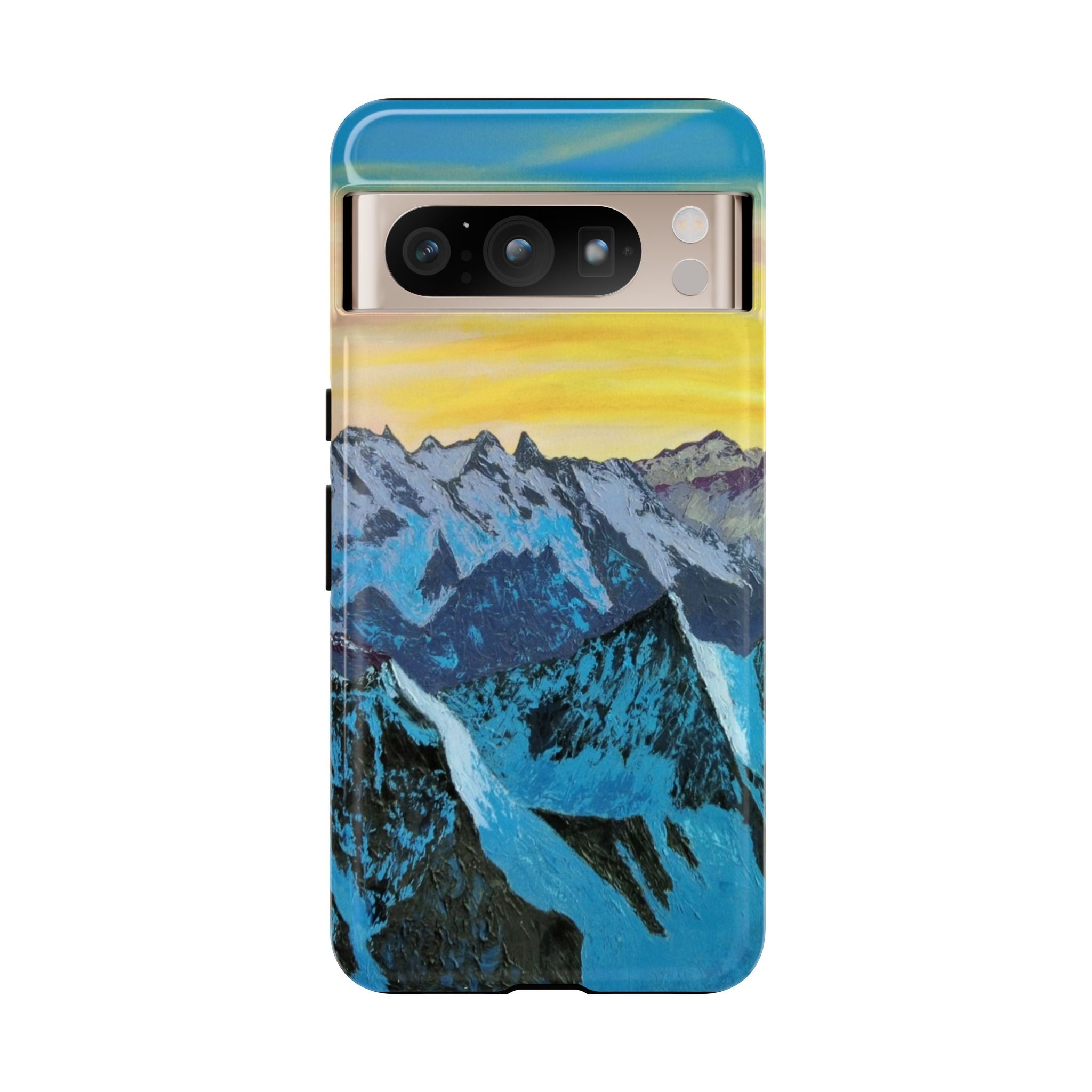 Mountain Sunset Phone Case — Protective Tough Case with Scenic Blue Peaks Design