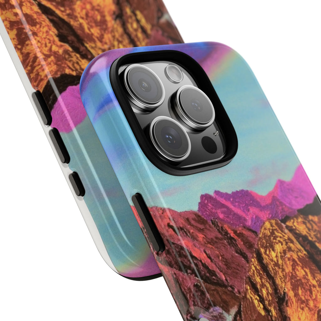 Protective Phone Case — Vibrant Retro Mountain Landscape