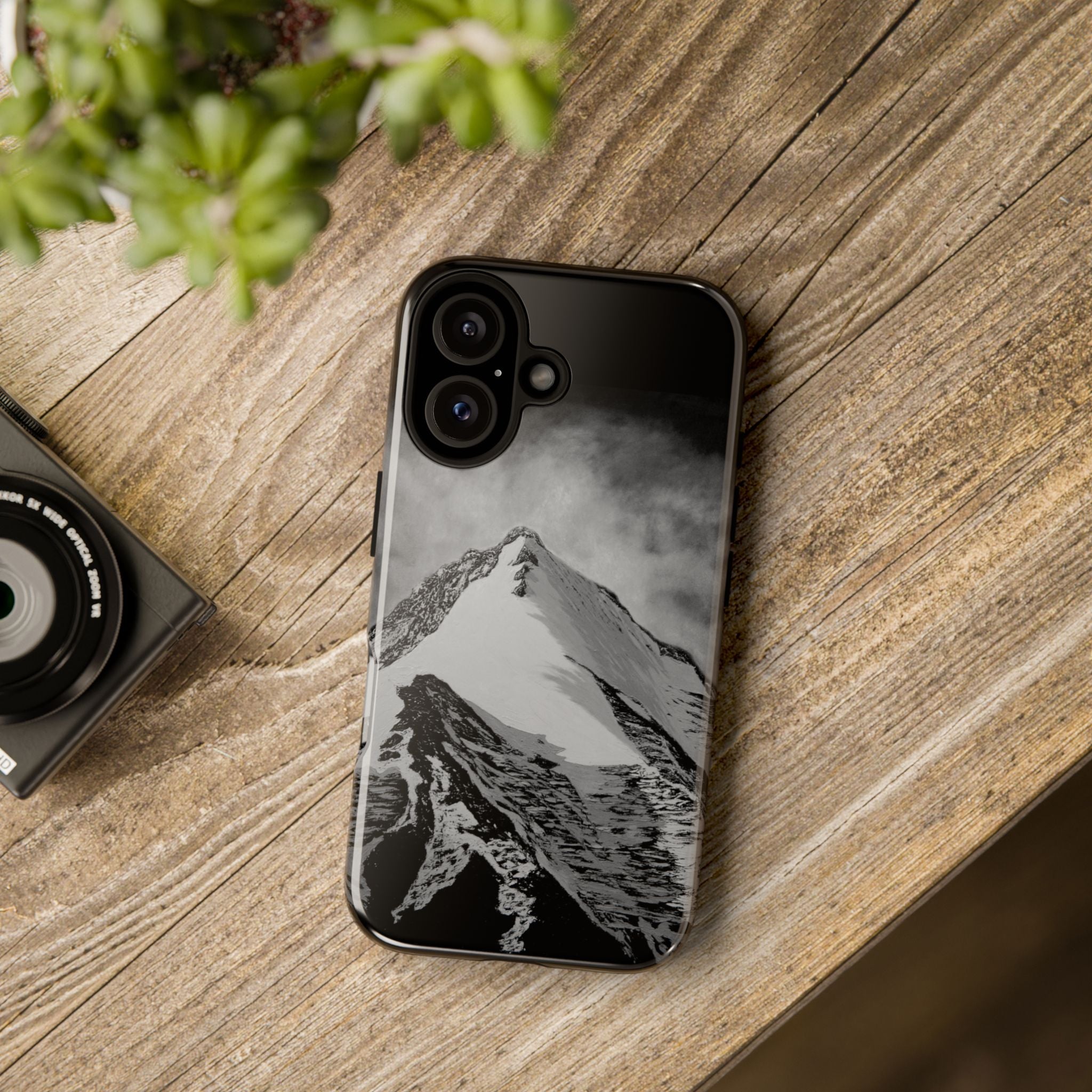 Mountain Peak Phone Case — Black & White Alpine Protective Case