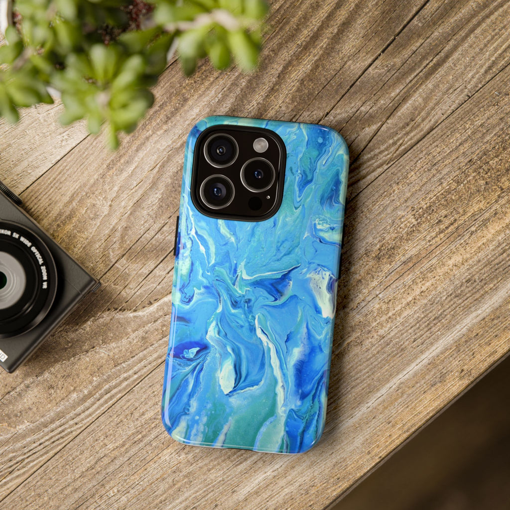 Blue Marble Tough Phone Case — Ocean Swirl Protective iPhone Cover