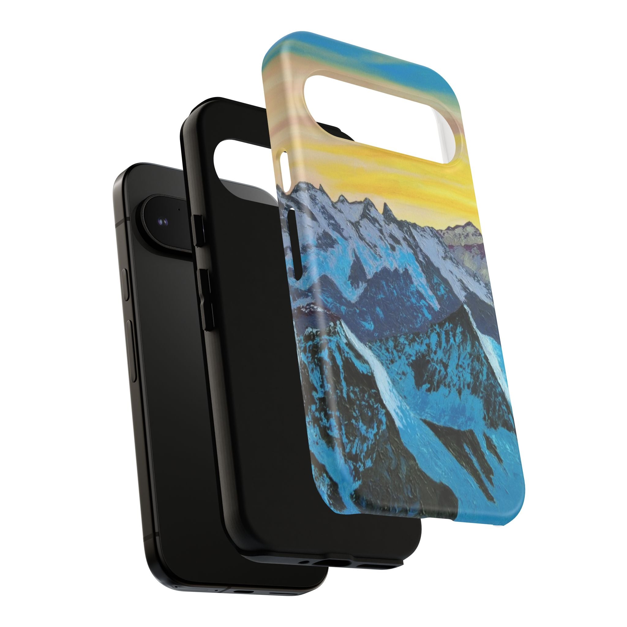 Mountain Sunset Phone Case — Protective Tough Case with Scenic Blue Peaks Design