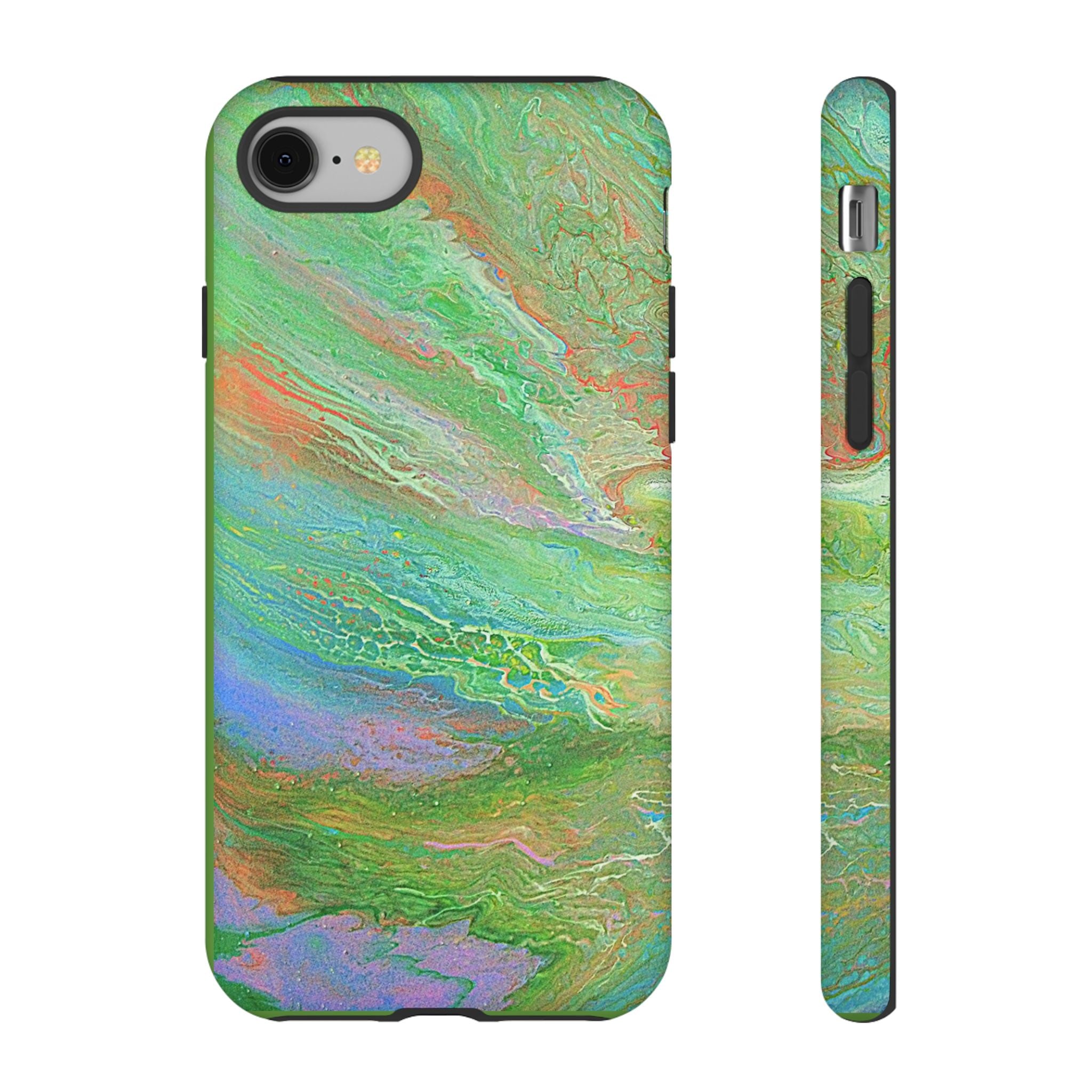 Marbled Green Abstract Phone Case — Protective Tough Case for iPhone