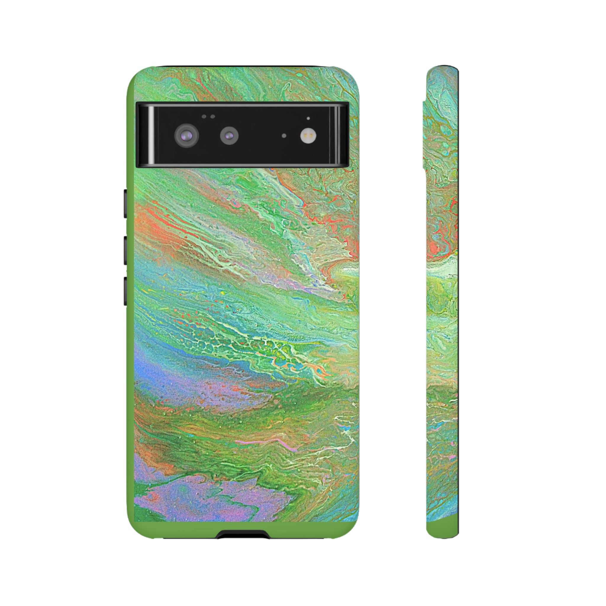 Marbled Green Abstract Phone Case — Protective Tough Case for iPhone