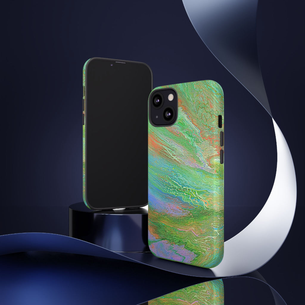 Marbled Green Abstract Phone Case — Protective Tough Case for iPhone