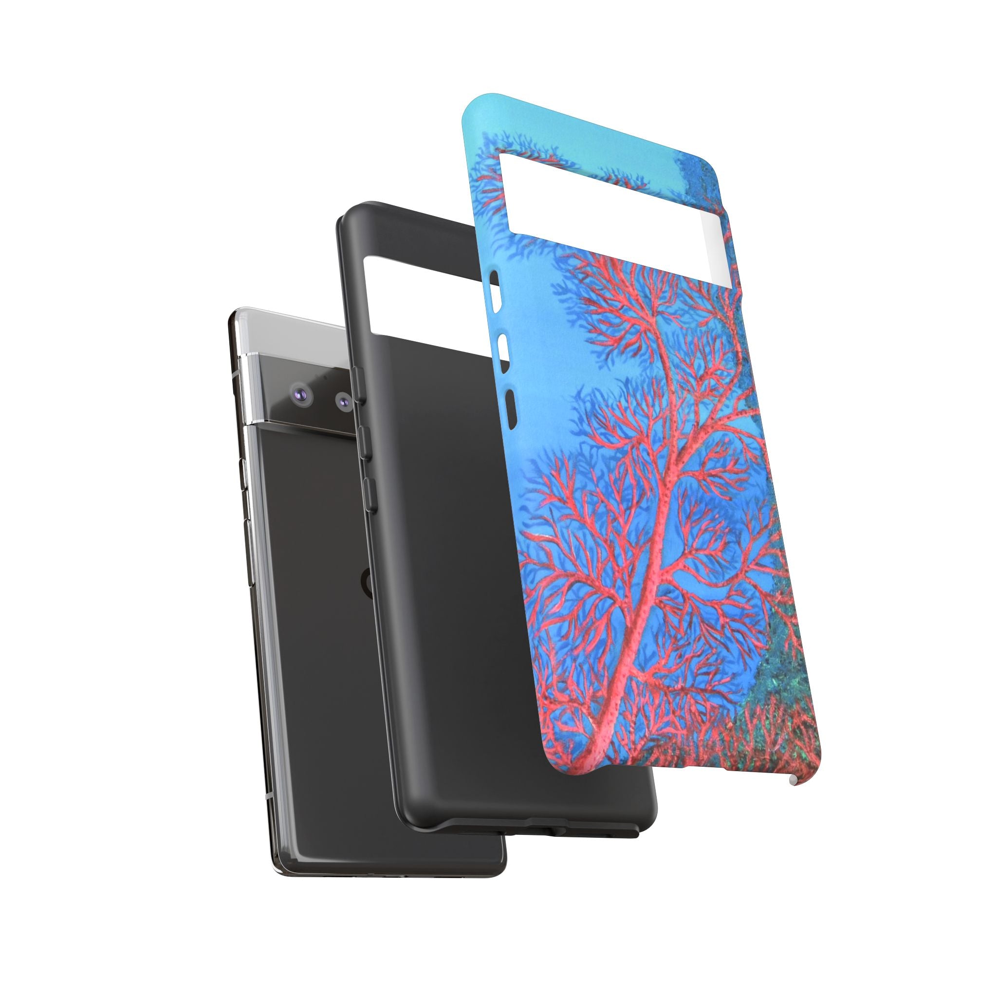 Coral Reef Phone Case — Vibrant Red Sea Fan on Ocean Blue Tough Case