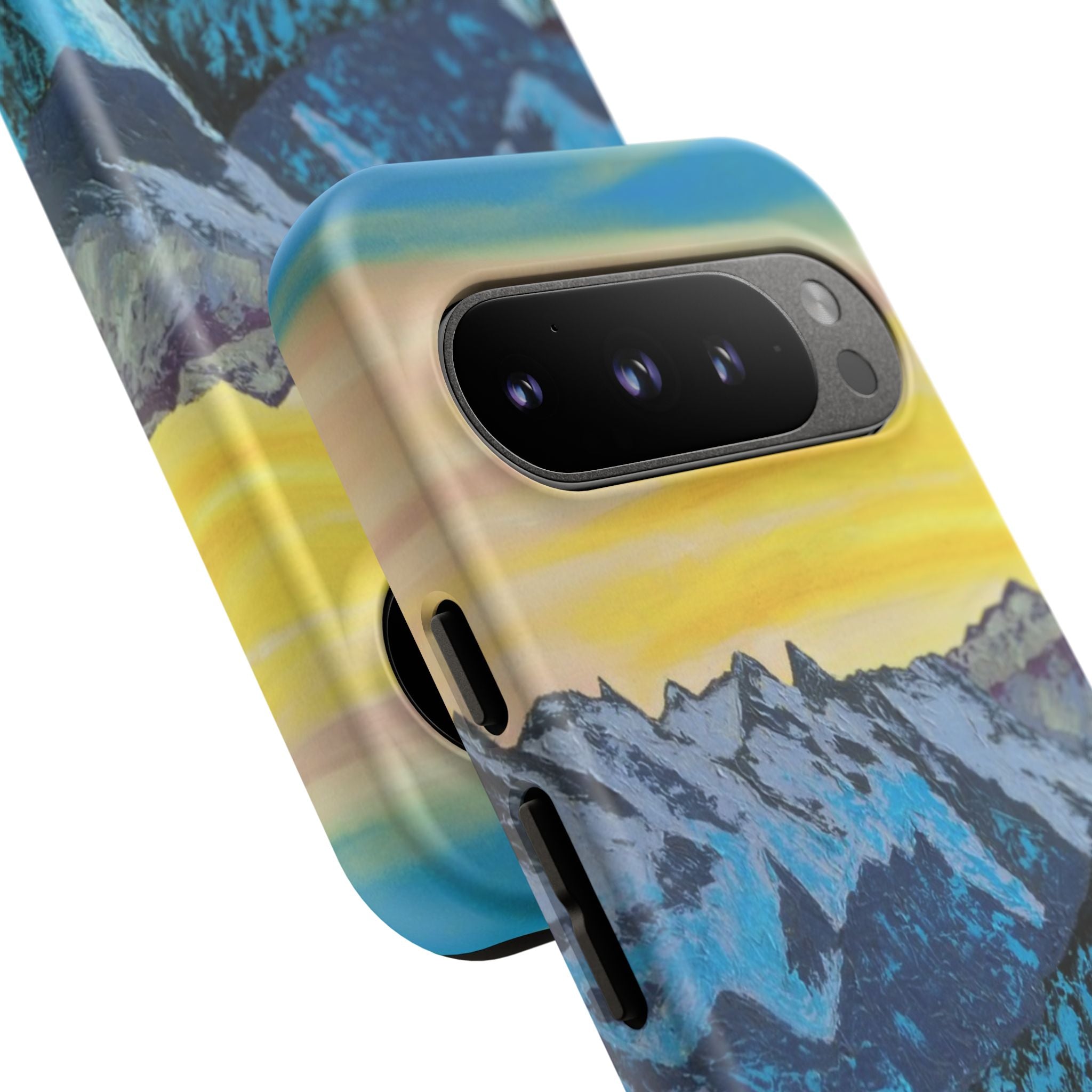 Mountain Sunset Phone Case — Protective Tough Case with Scenic Blue Peaks Design