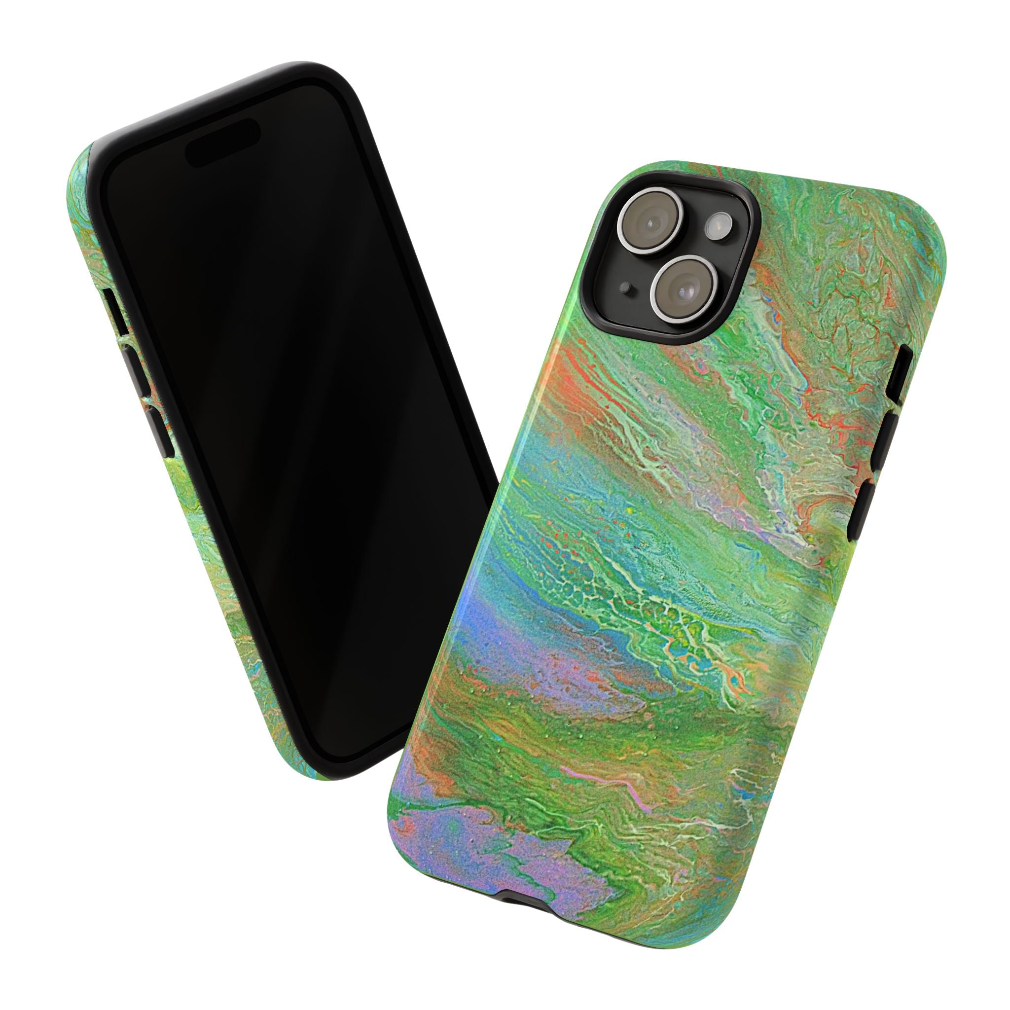 Marbled Green Abstract Phone Case — Protective Tough Case for iPhone