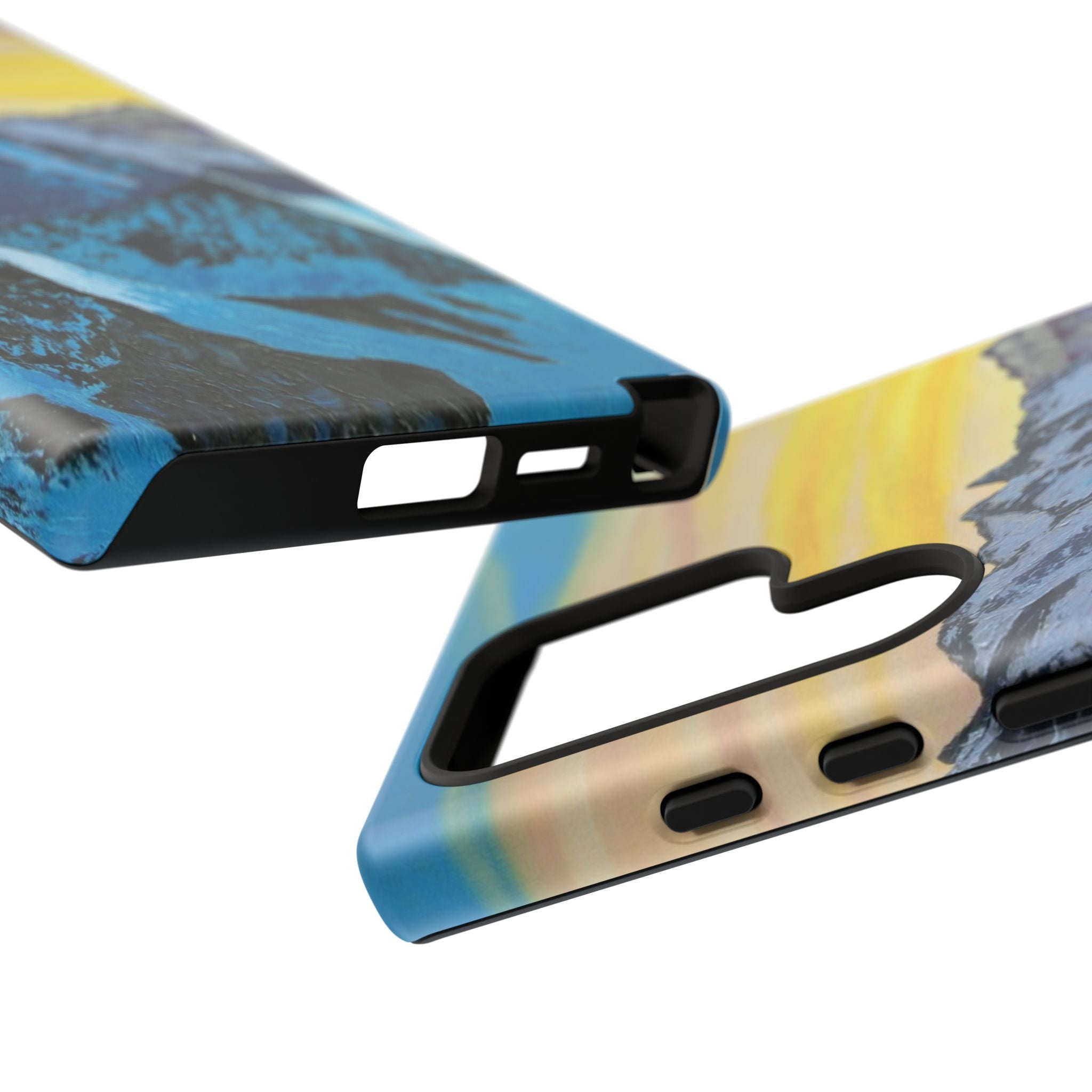 Mountain Sunset Phone Case — Protective Tough Case with Scenic Blue Peaks Design