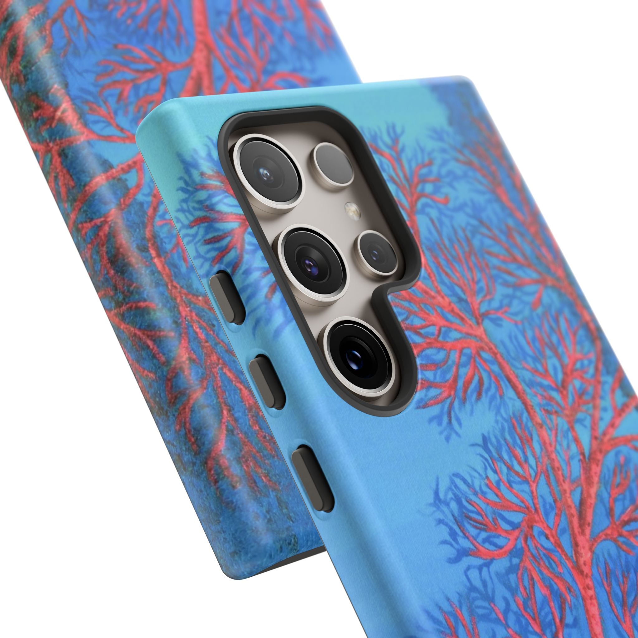Coral Reef Phone Case — Vibrant Red Sea Fan on Ocean Blue Tough Case