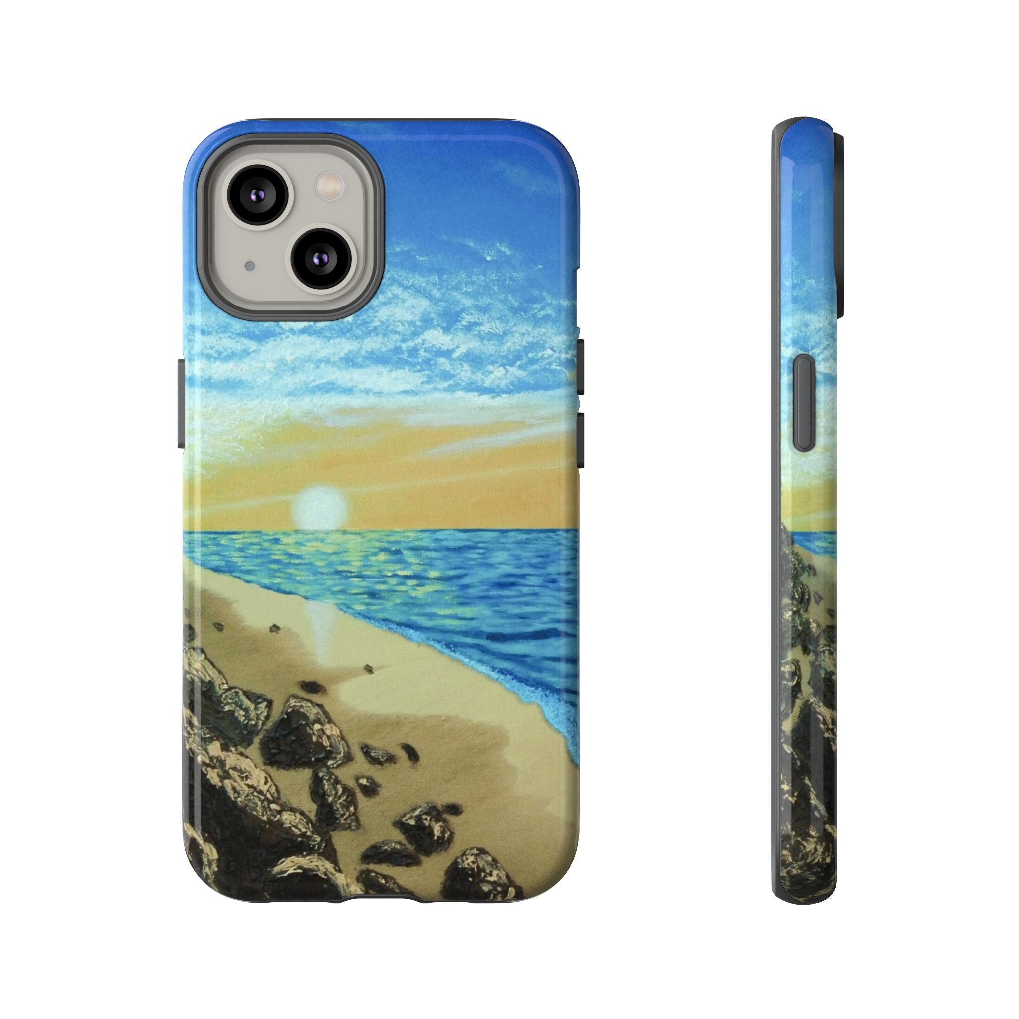 Beach Sunset Phone Case — Protective Tough Case with Coastal Shoreline Design