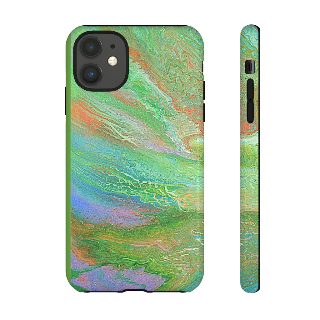 Marbled Green Abstract Phone Case — Protective Tough Case for iPhone