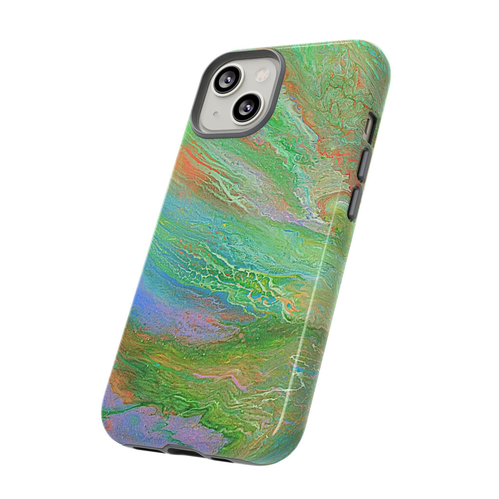 Marbled Green Abstract Phone Case — Protective Tough Case for iPhone