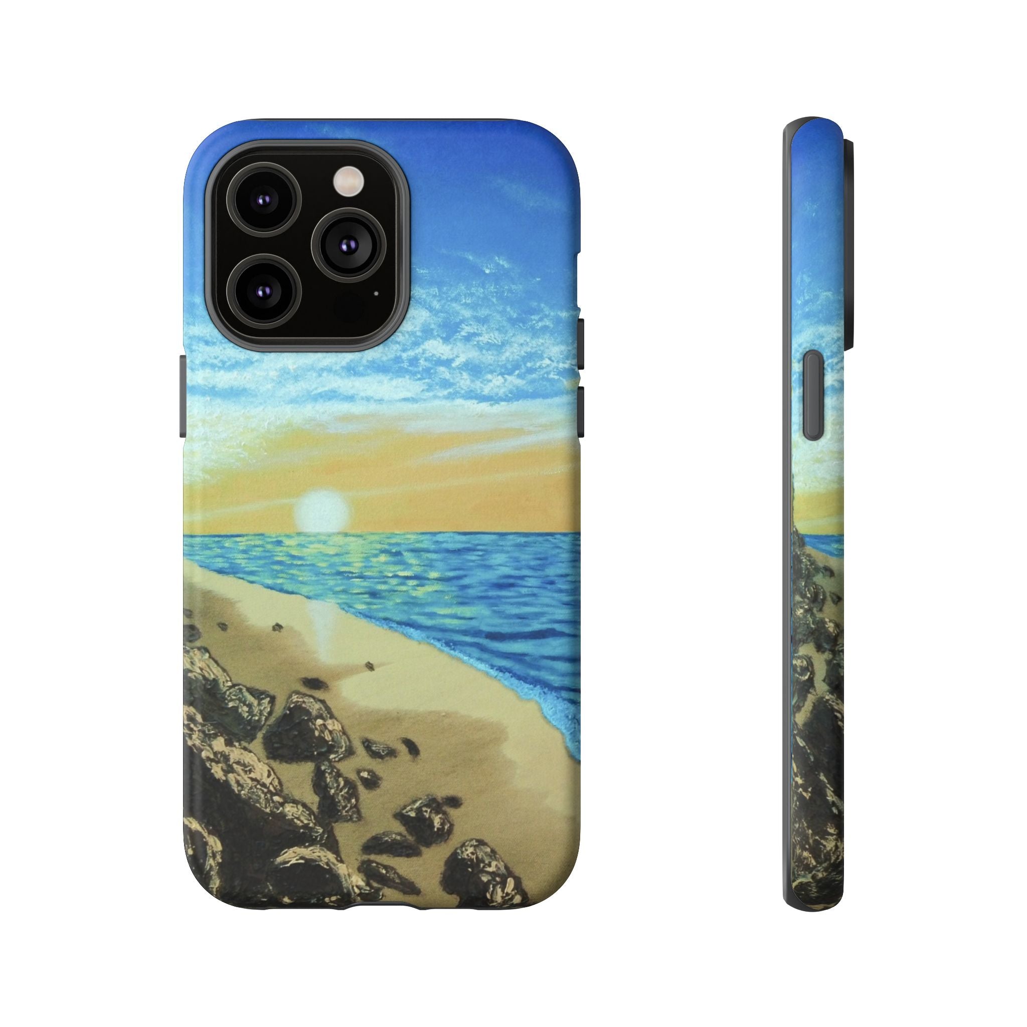 Beach Sunset Phone Case — Protective Tough Case with Coastal Shoreline Design
