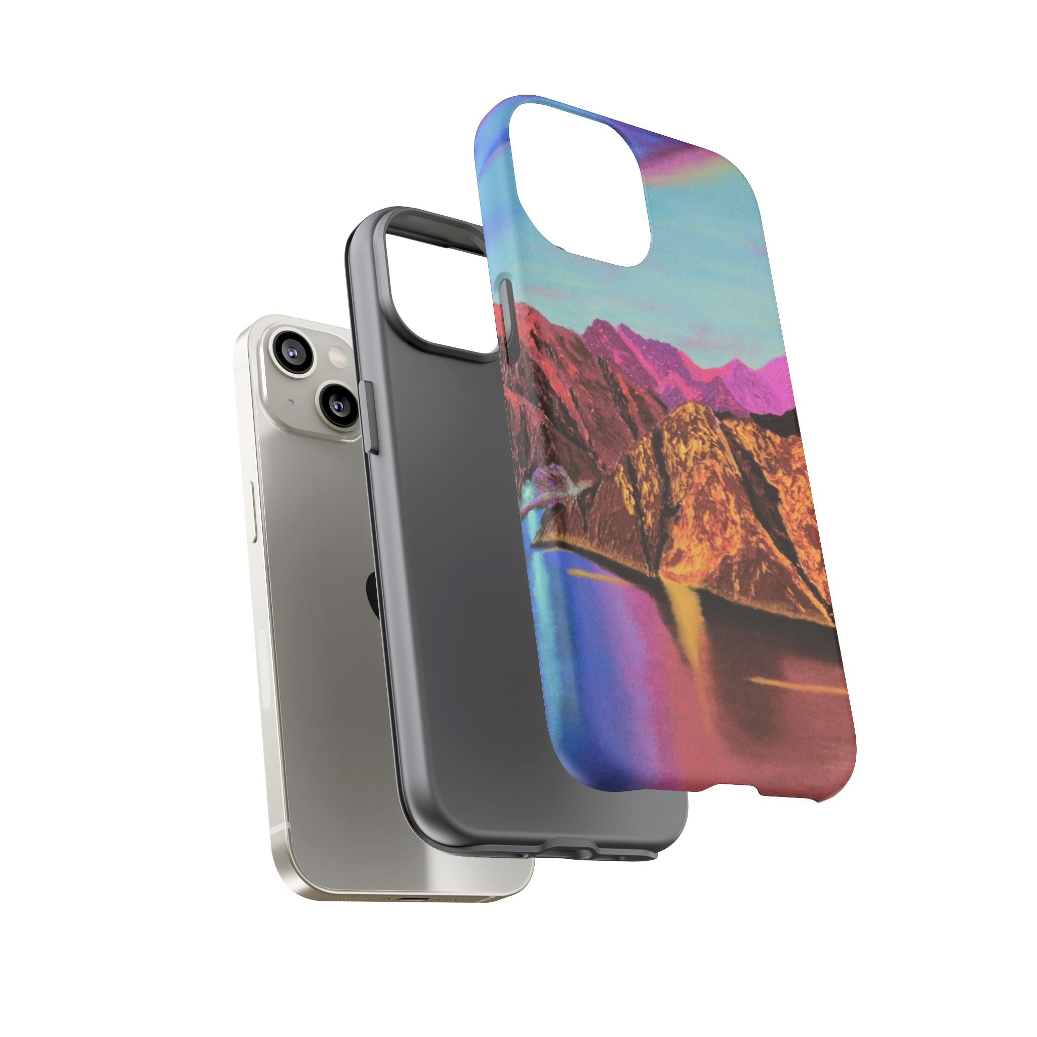 Protective Phone Case — Vibrant Retro Mountain Landscape
