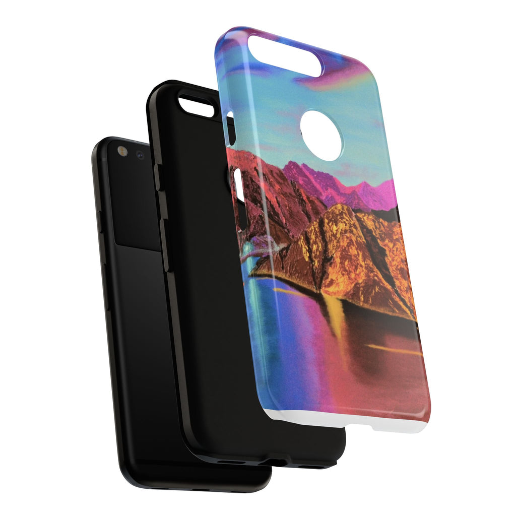 Protective Phone Case — Vibrant Retro Mountain Landscape