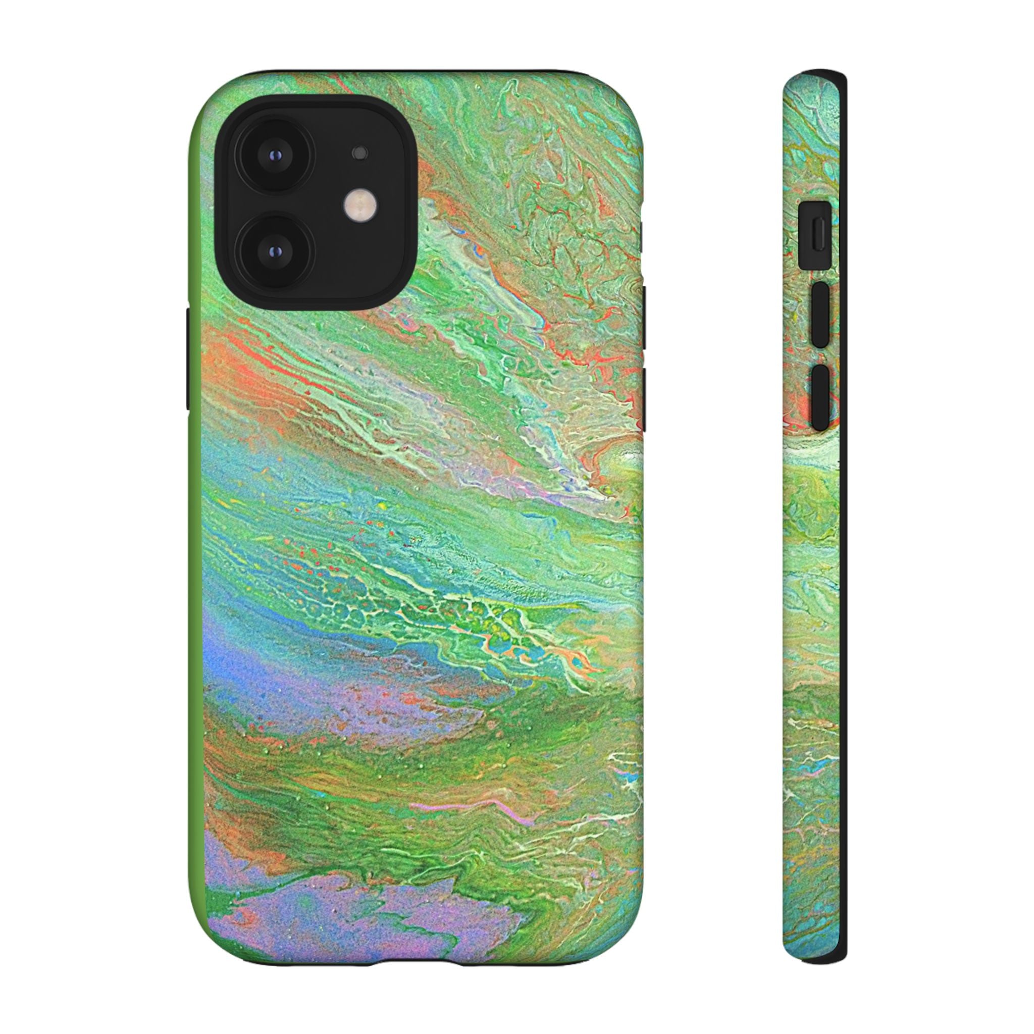 Marbled Green Abstract Phone Case — Protective Tough Case for iPhone