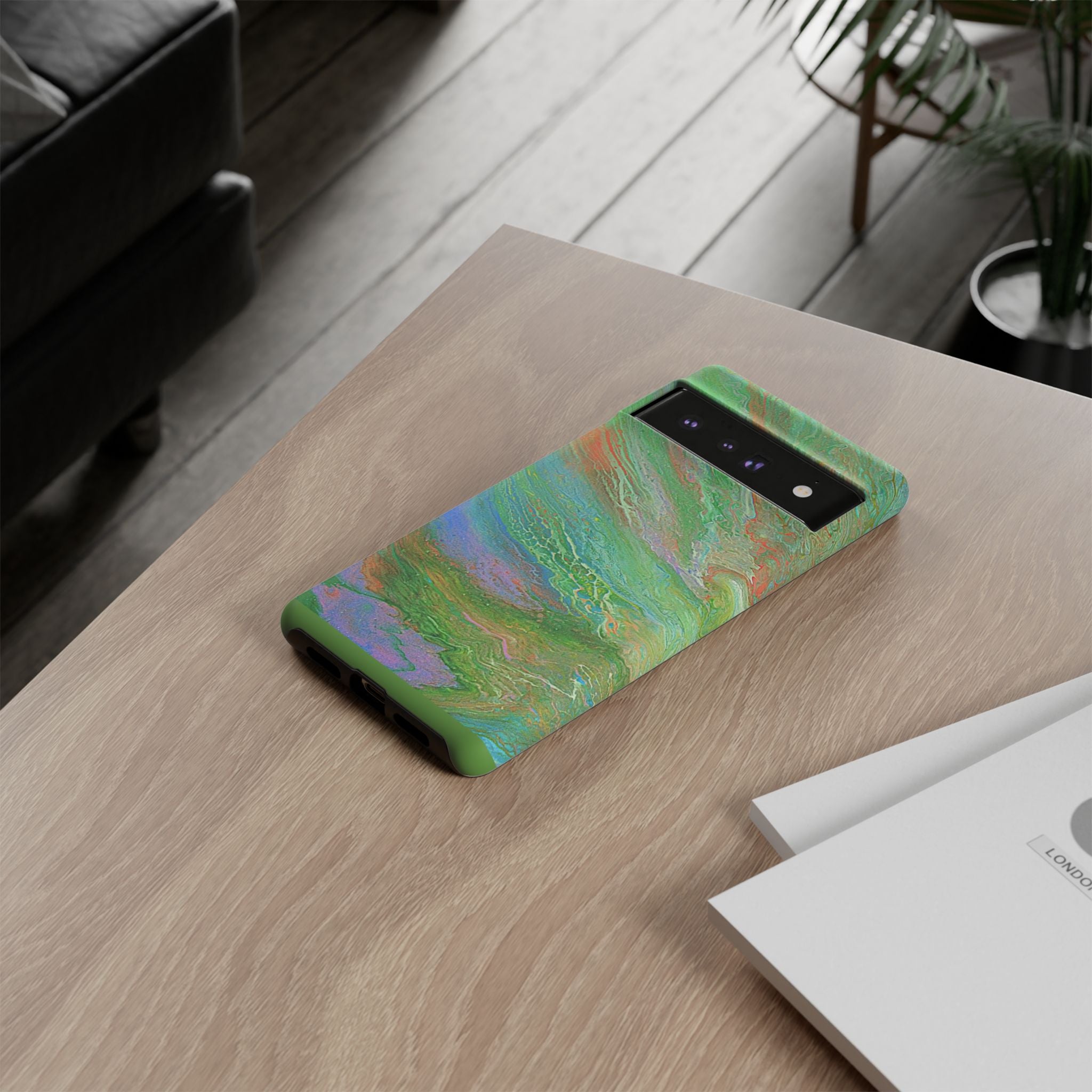 Marbled Green Abstract Phone Case — Protective Tough Case for iPhone