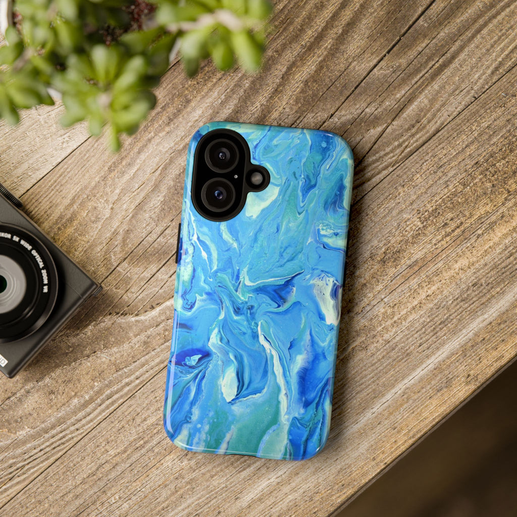 Blue Marble Tough Phone Case — Ocean Swirl Protective iPhone Cover