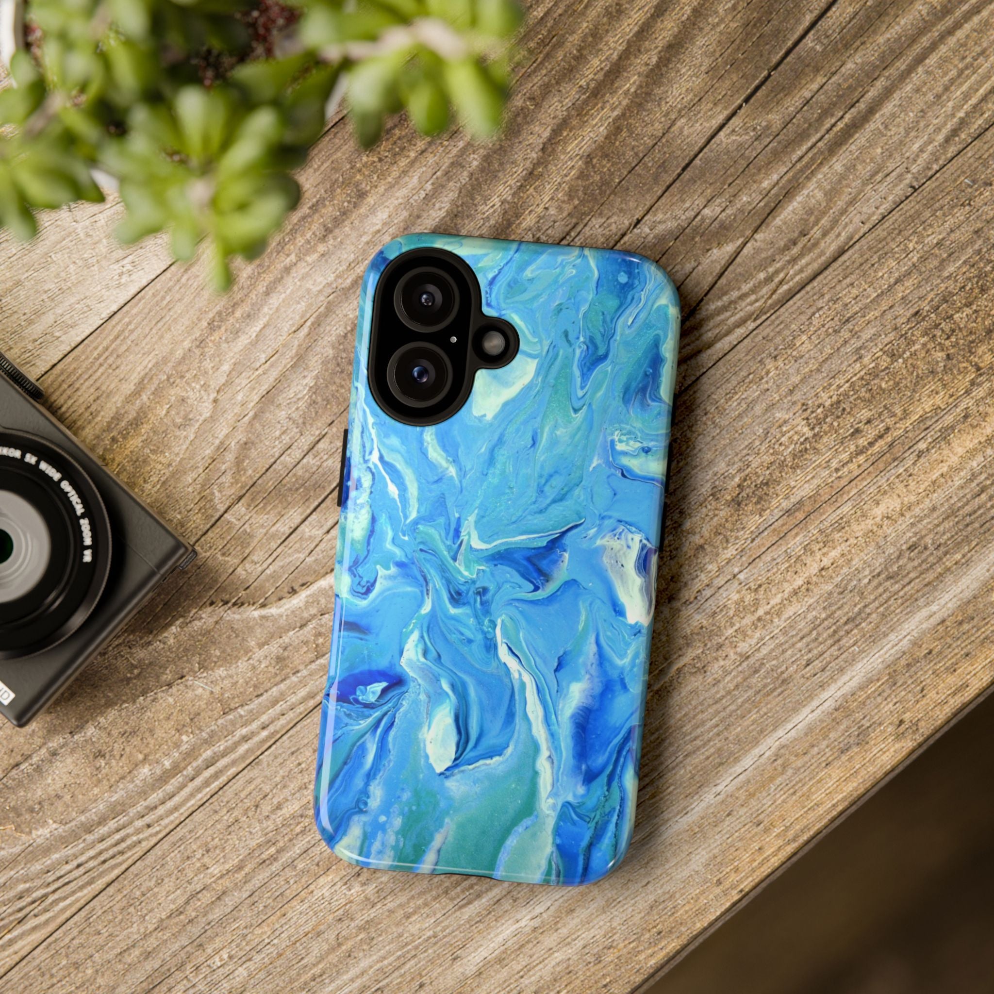 Blue Marble Tough Phone Case — Ocean Swirl Protective iPhone Cover