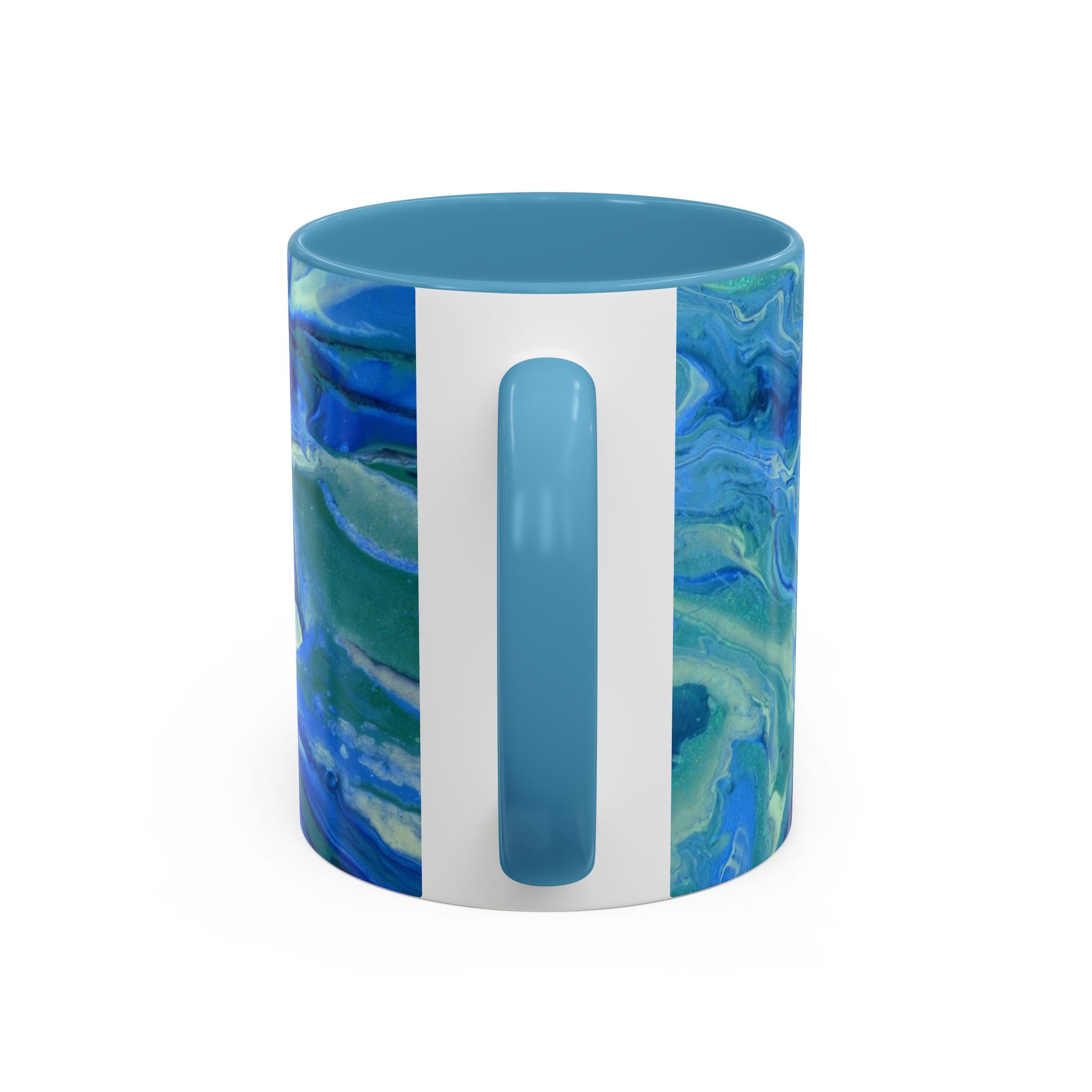 Blue Marble Accent Coffee Mug – Oceanic Abstract Art Ceramic Mug (11/15 oz)