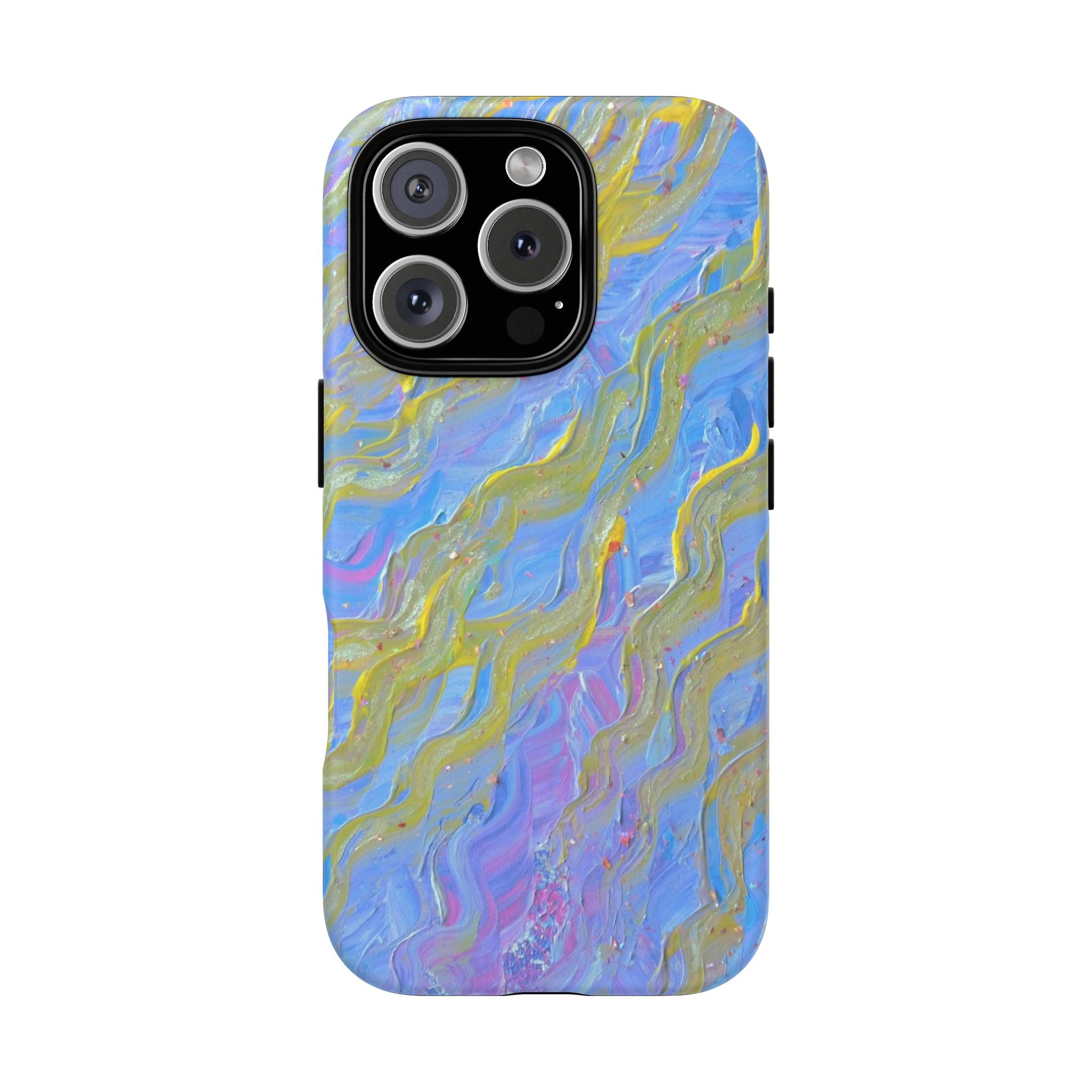 Pastel Marble Tough Phone Case — Blue & Gold Abstract Protective Cover