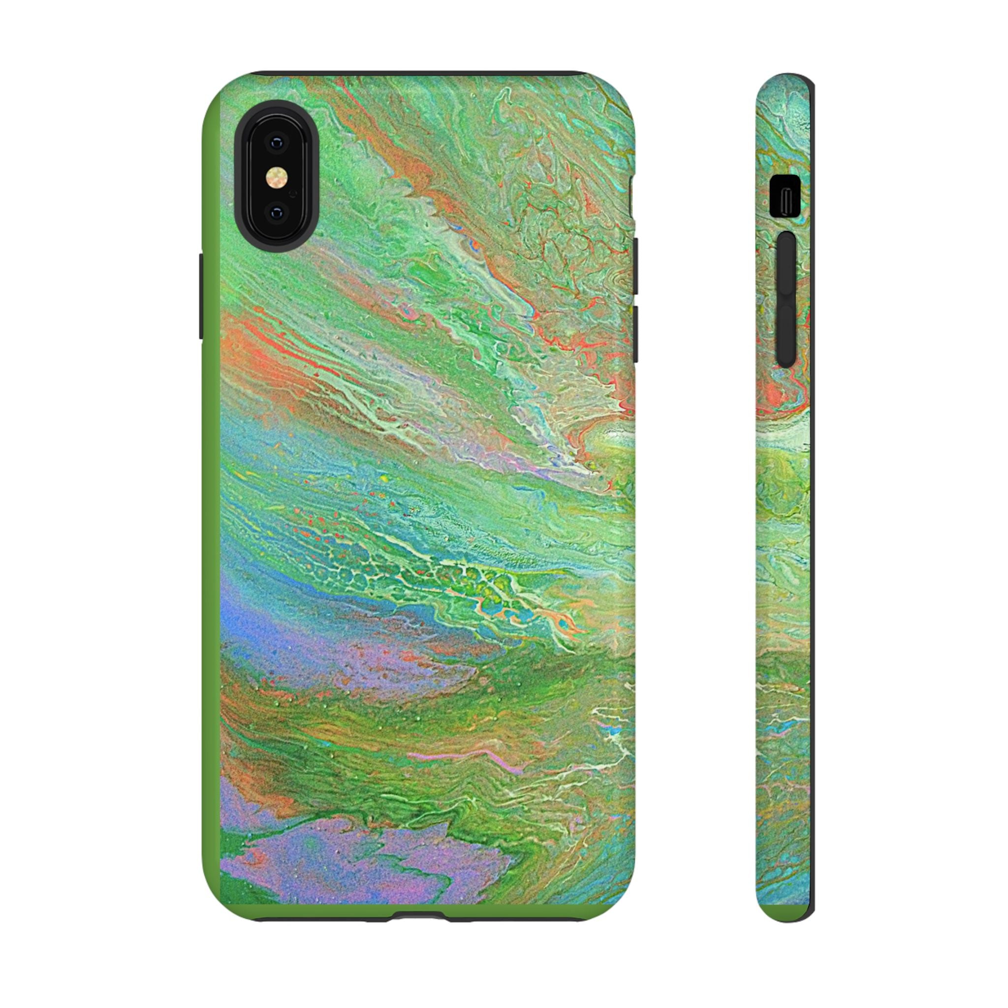 Marbled Green Abstract Phone Case — Protective Tough Case for iPhone