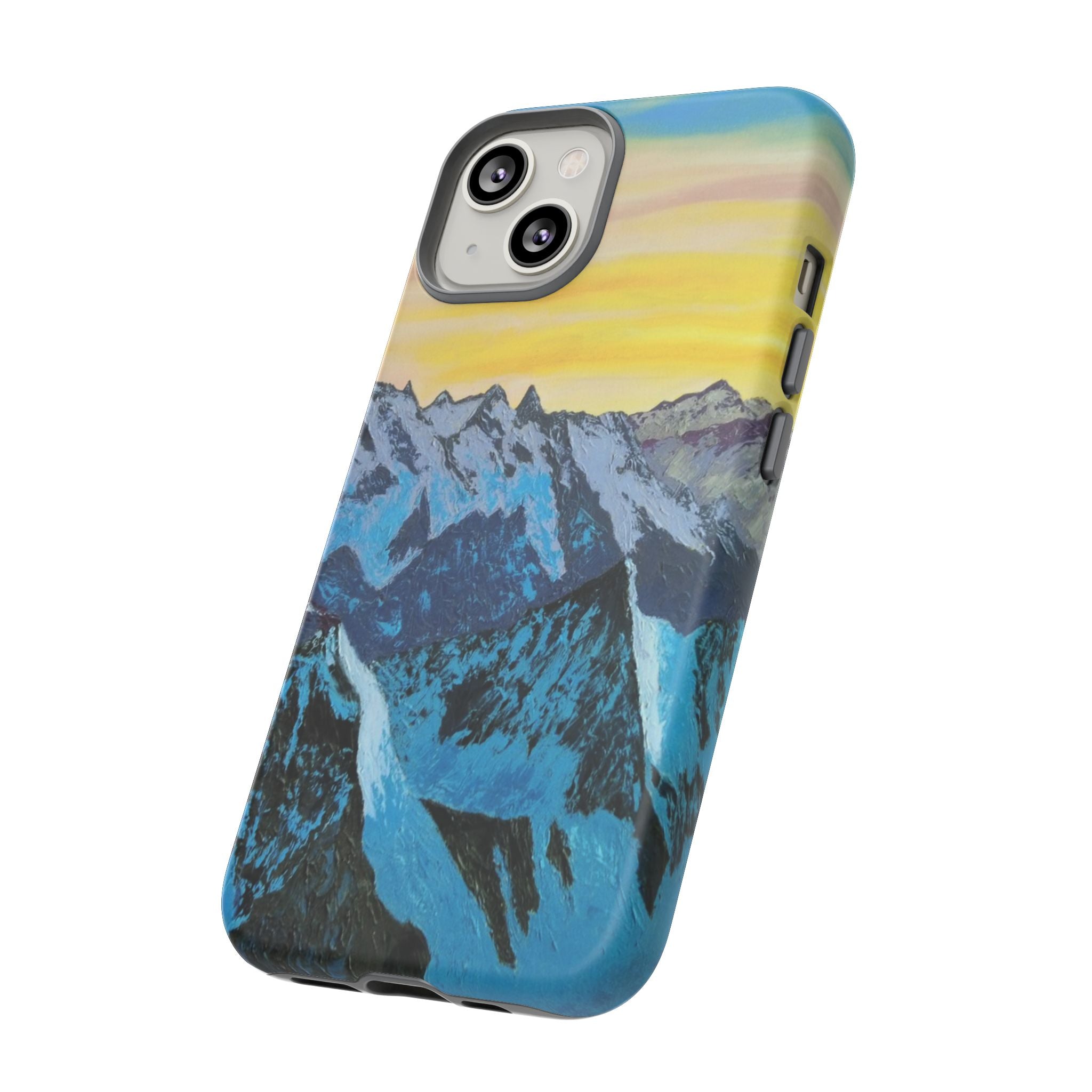 Mountain Sunset Phone Case — Protective Tough Case with Scenic Blue Peaks Design