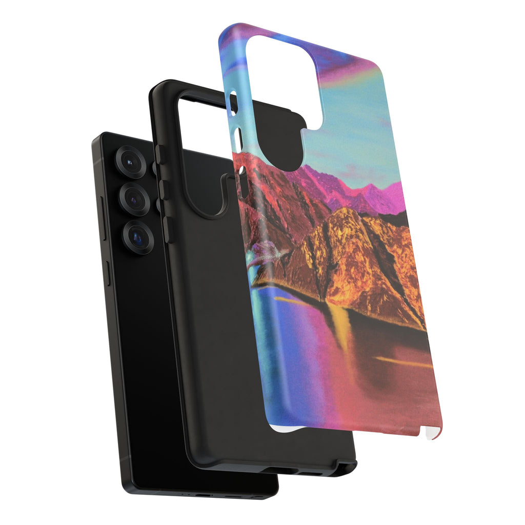 Protective Phone Case — Vibrant Retro Mountain Landscape
