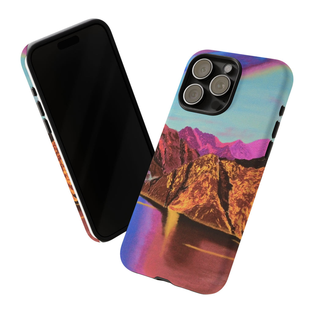 Protective Phone Case — Vibrant Retro Mountain Landscape