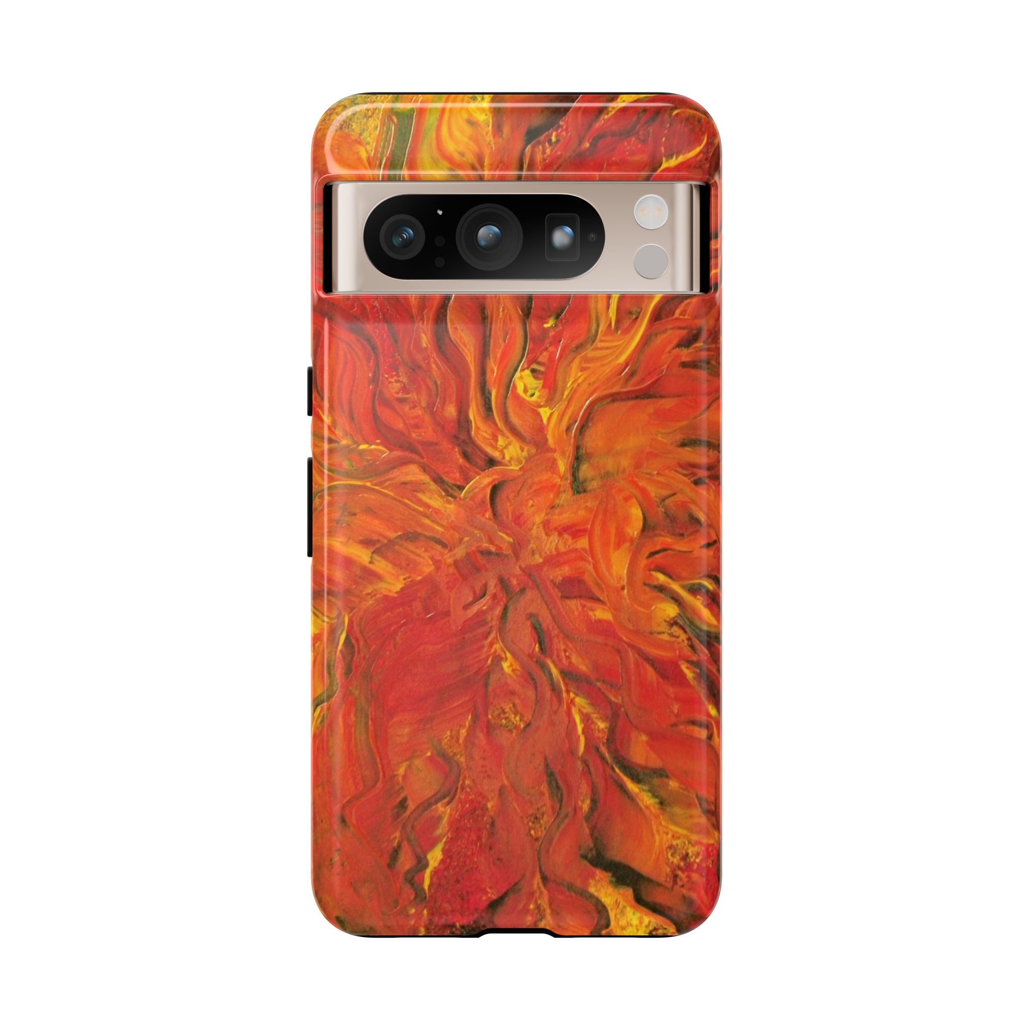 Flame Swirl Tough Phone Case — Abstract Red & Orange Art Protective Cover
