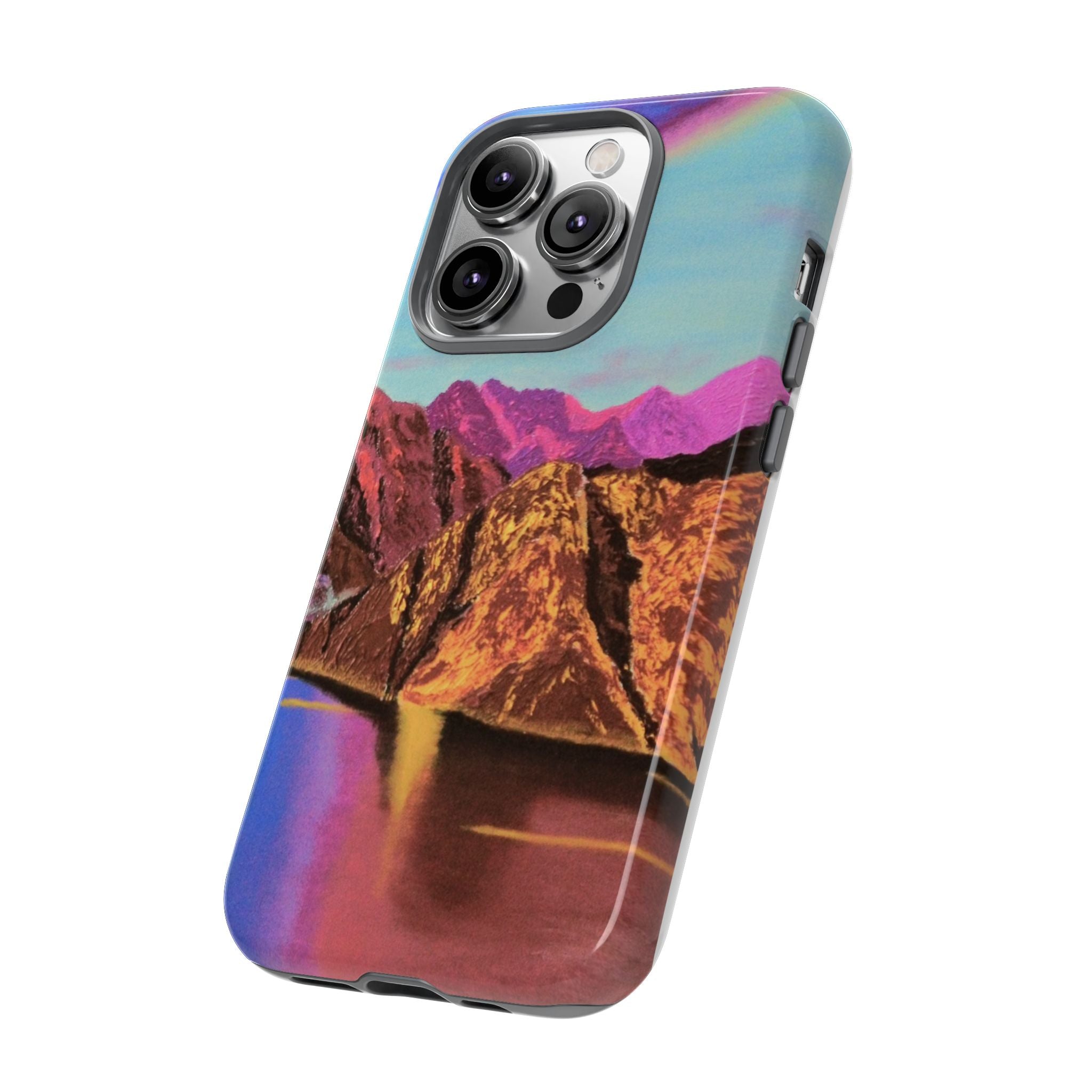 Protective Phone Case — Vibrant Retro Mountain Landscape