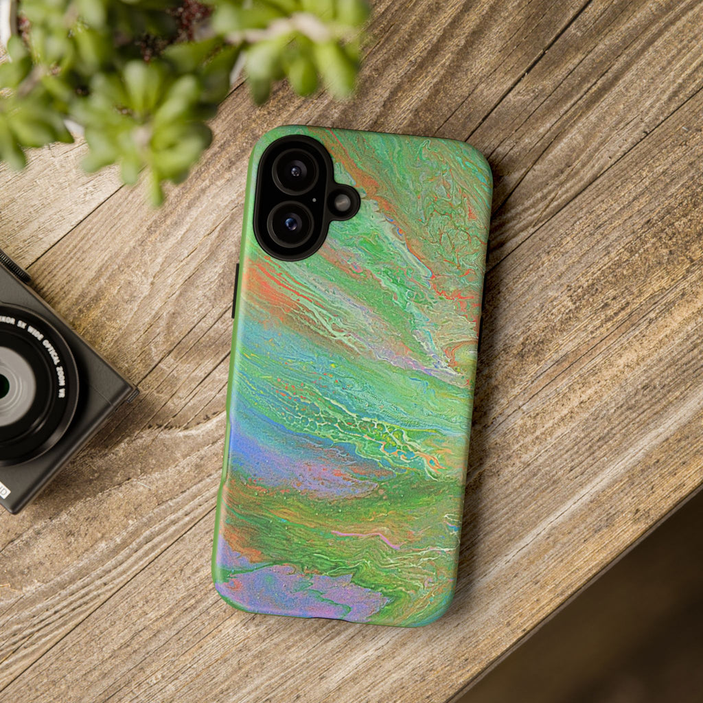 Marbled Green Abstract Phone Case — Protective Tough Case for iPhone