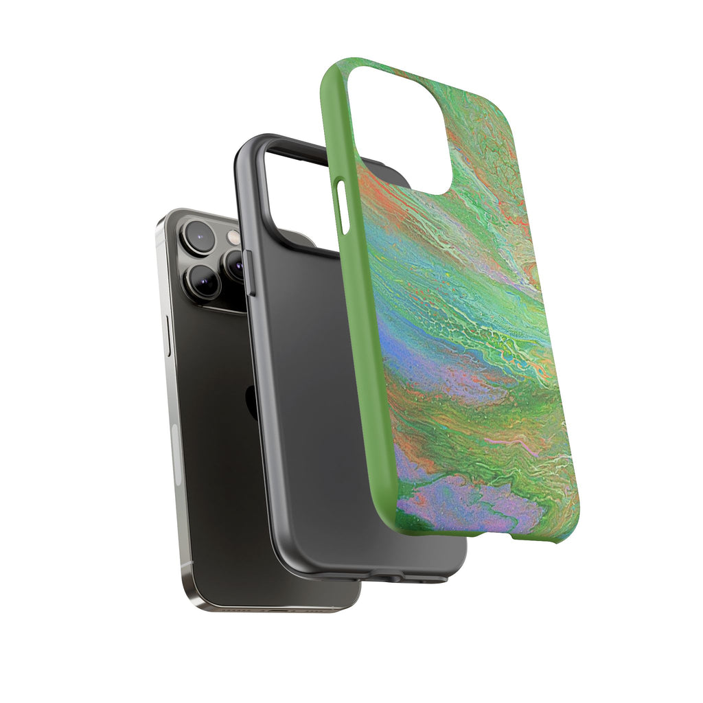 Marbled Green Abstract Phone Case — Protective Tough Case for iPhone
