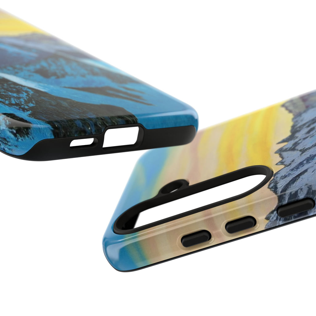 Mountain Sunset Phone Case — Protective Tough Case with Scenic Blue Peaks Design