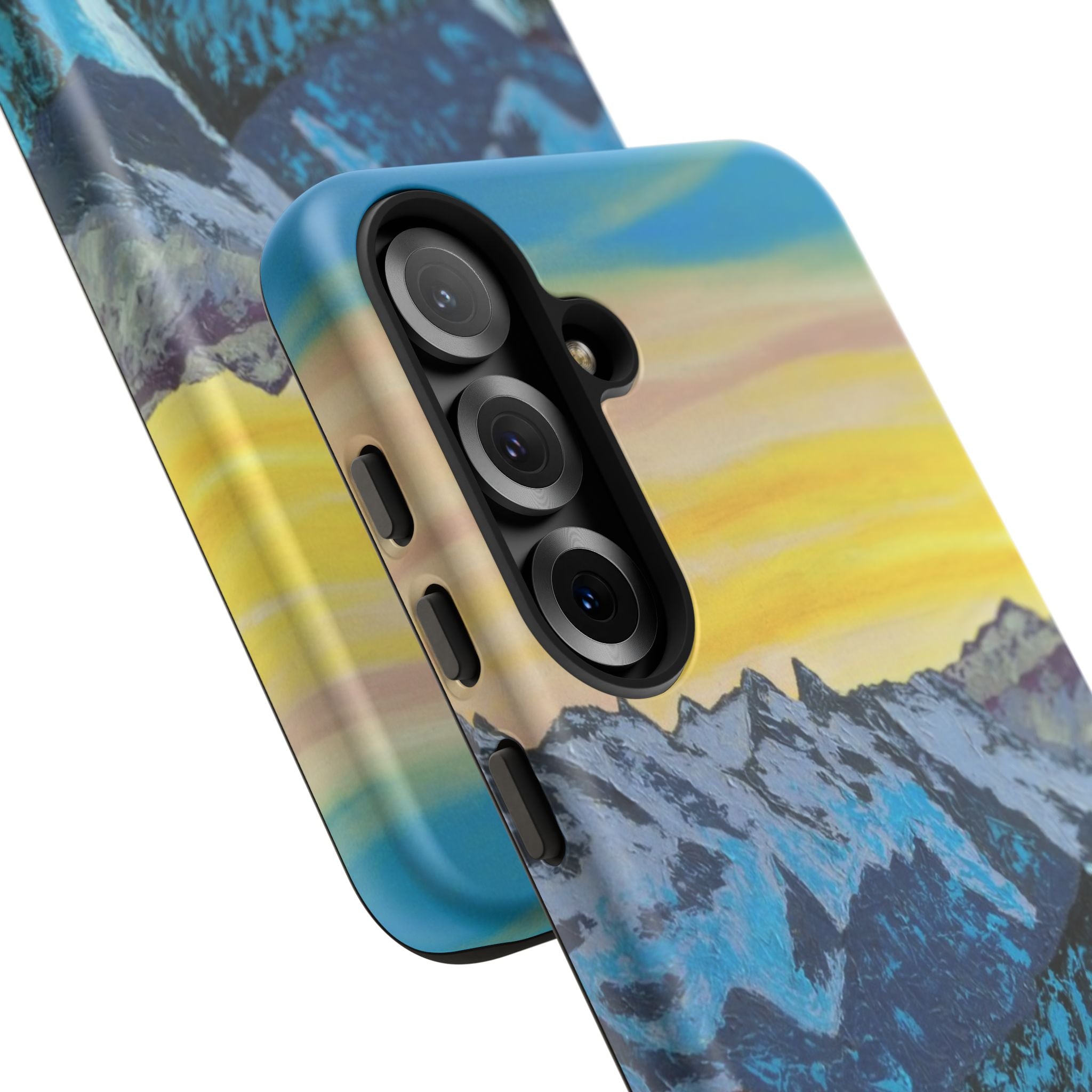 Mountain Sunset Phone Case — Protective Tough Case with Scenic Blue Peaks Design