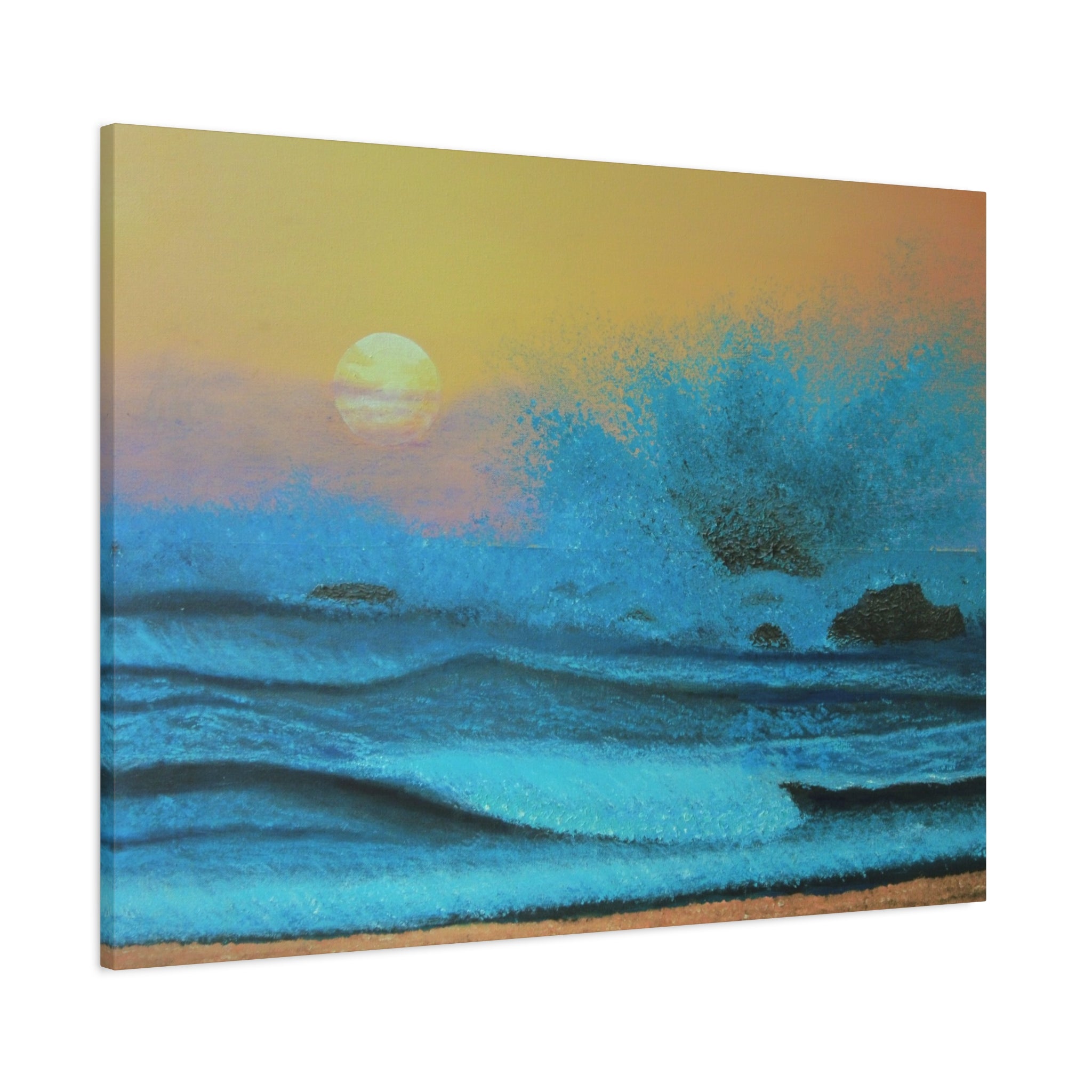 Passion and the Dream Canvas Print— Turquoise Ocean Wave Sunset Matte Canvas (Stretched)
